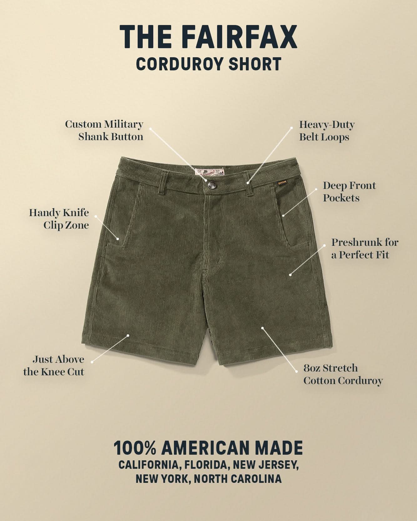 Fairfax Corduroy Shorts - My American Goods