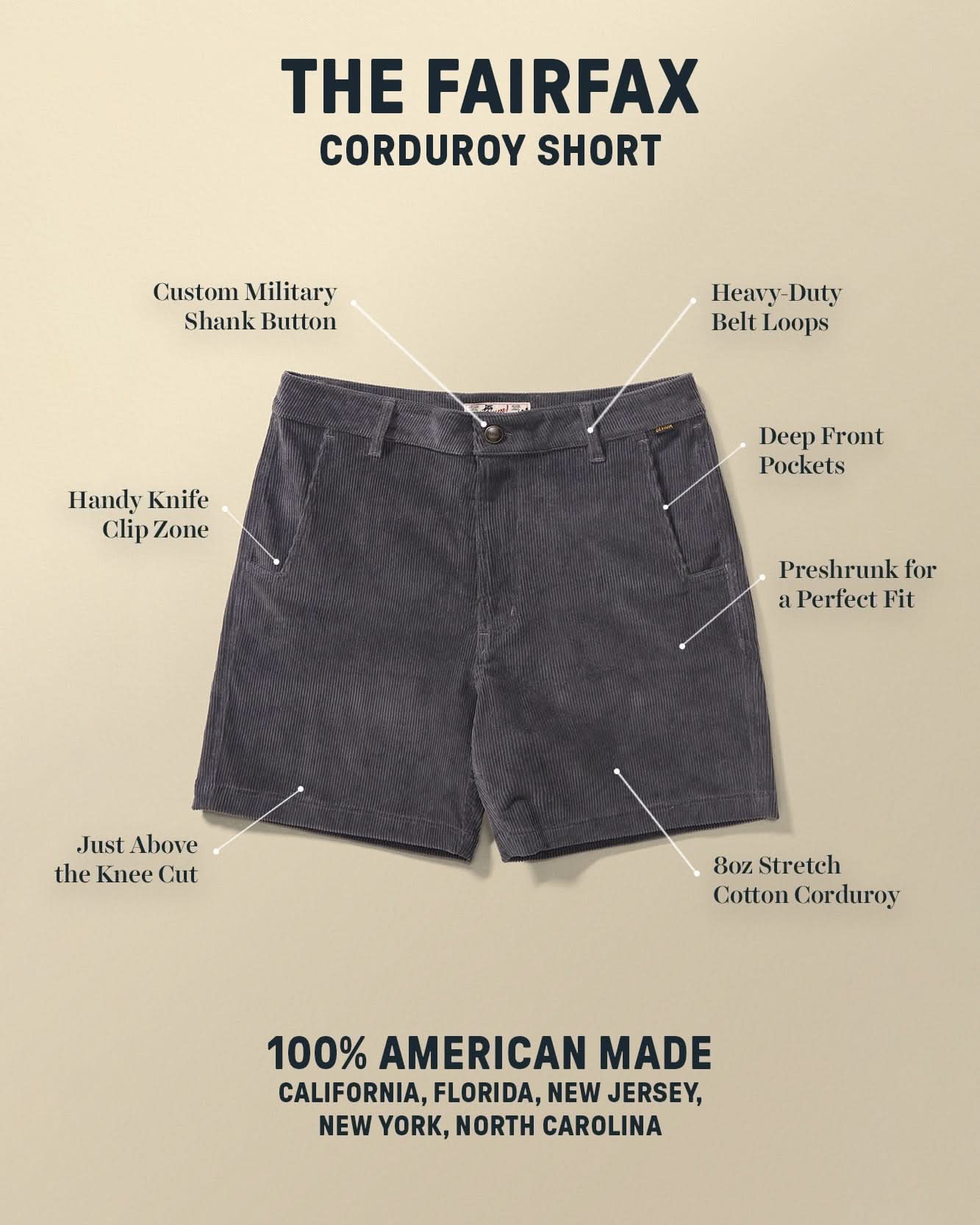 Fairfax Corduroy Shorts - My American Goods