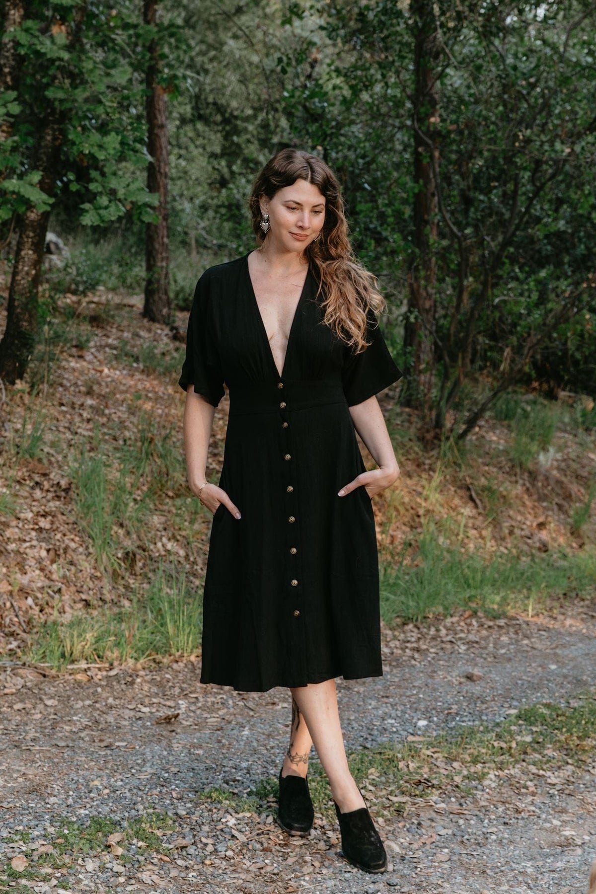 Field Day Dress Finley Dress in Black Linen