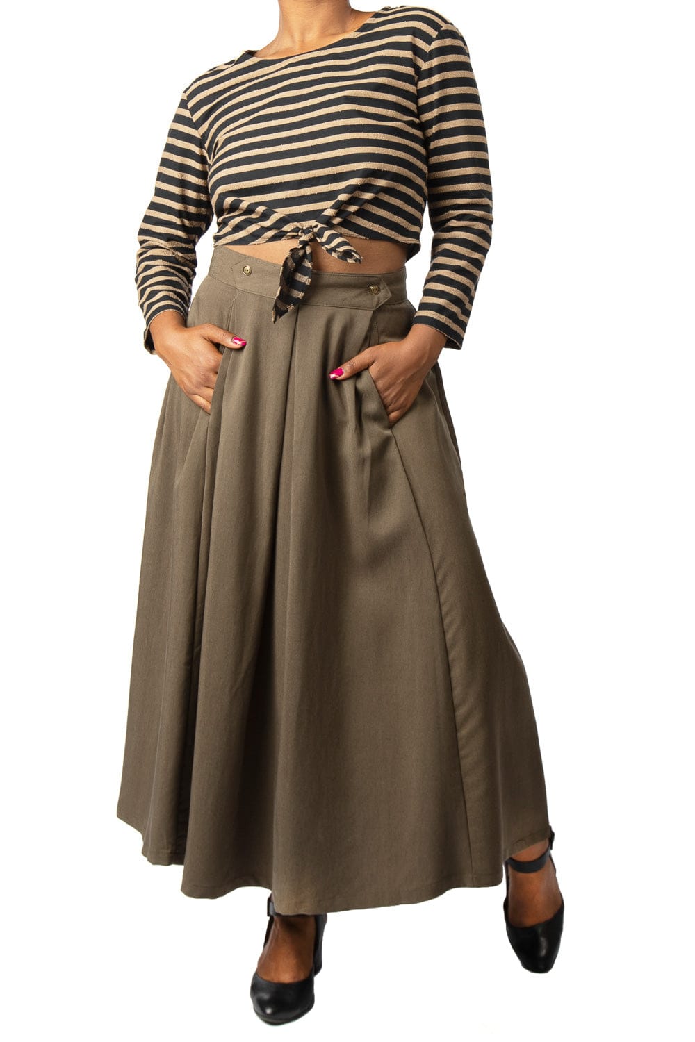 Field Day Skirt Rue Skirt in Olive Tencel
