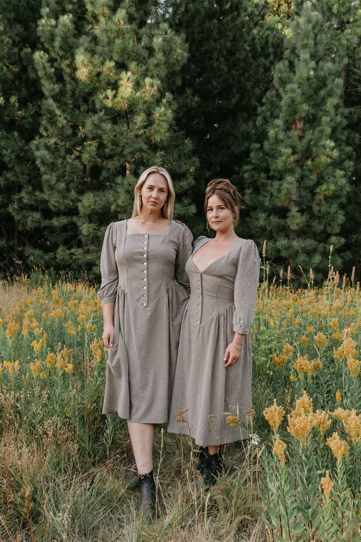 Field Day Dress Prairie Dress in Black and Oat Gingham