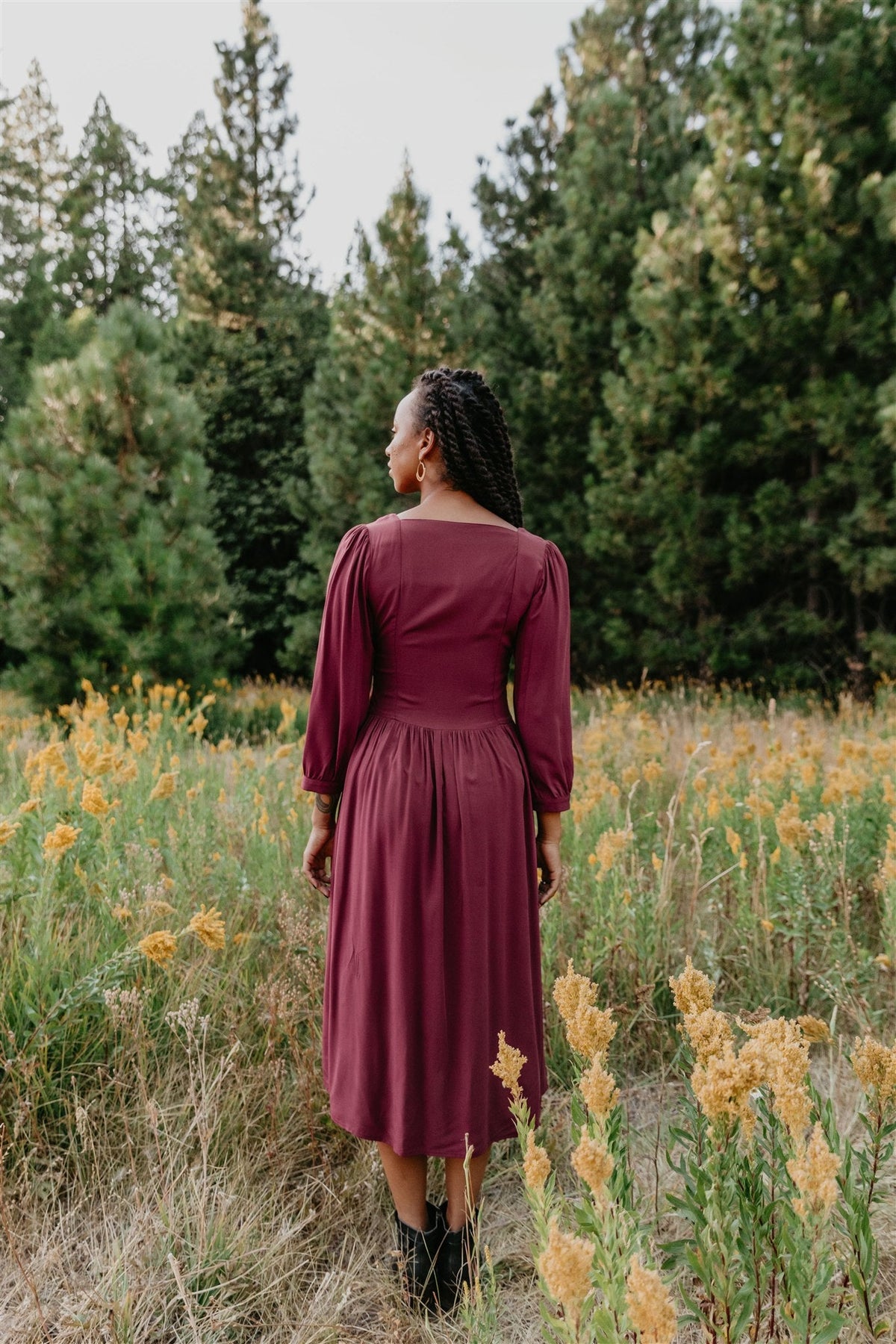 Field Day Dress Prairie Dress in Merlot Challis