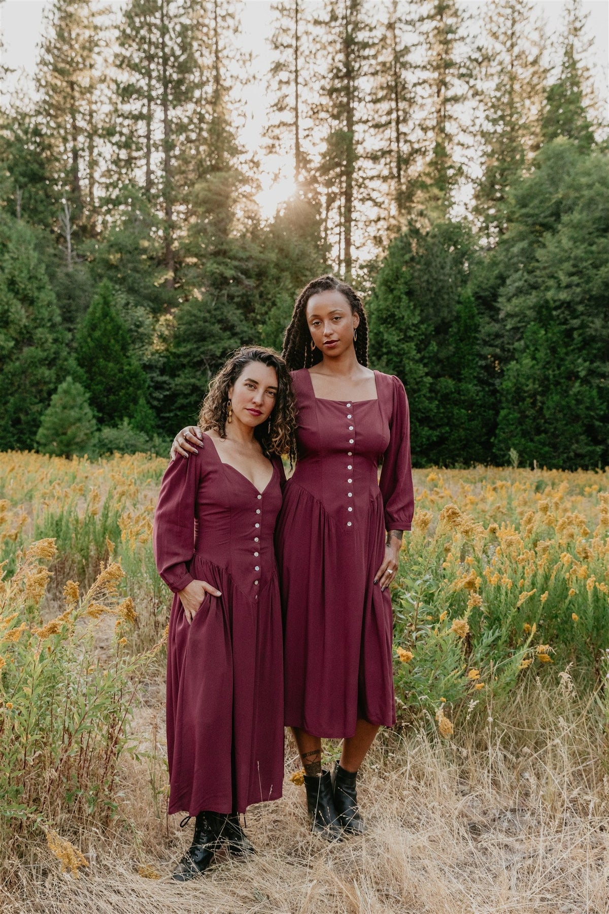 Field Day Dress Prairie Dress in Merlot Challis