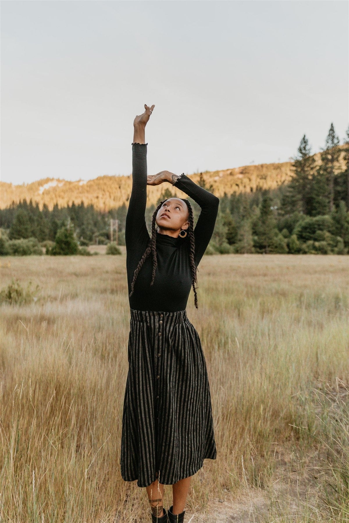 Field Day Skirt Trices Skirt in Black 2 Tone Striped Cotton