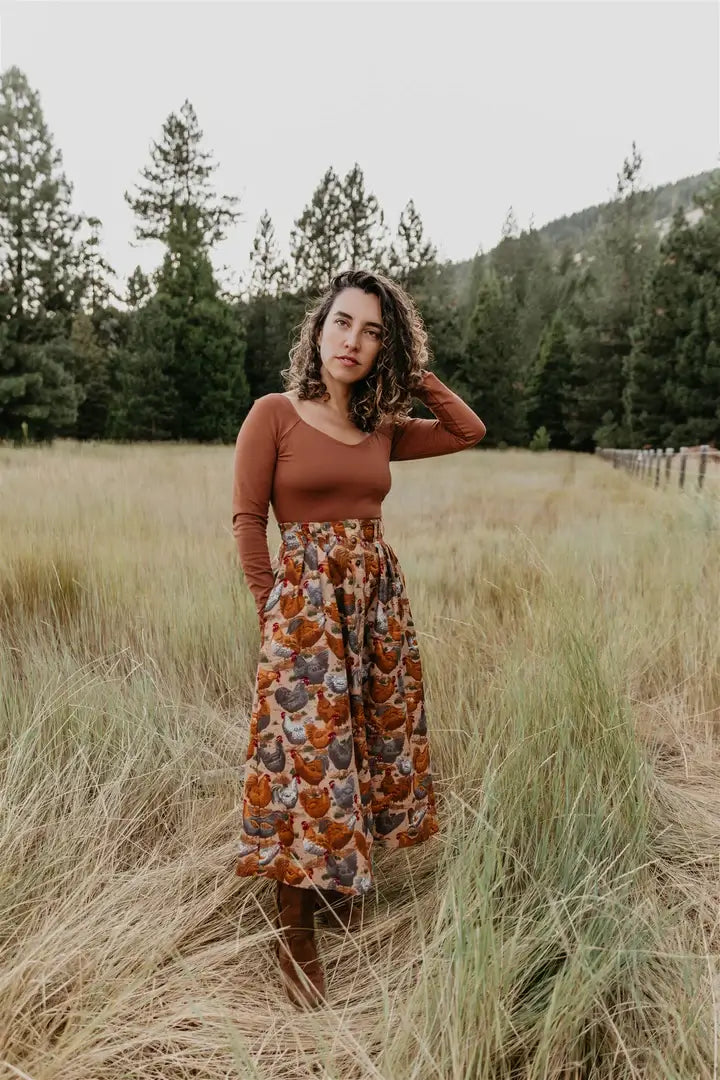 Field Day Skirt Trices Skirt in Cotton Chickens