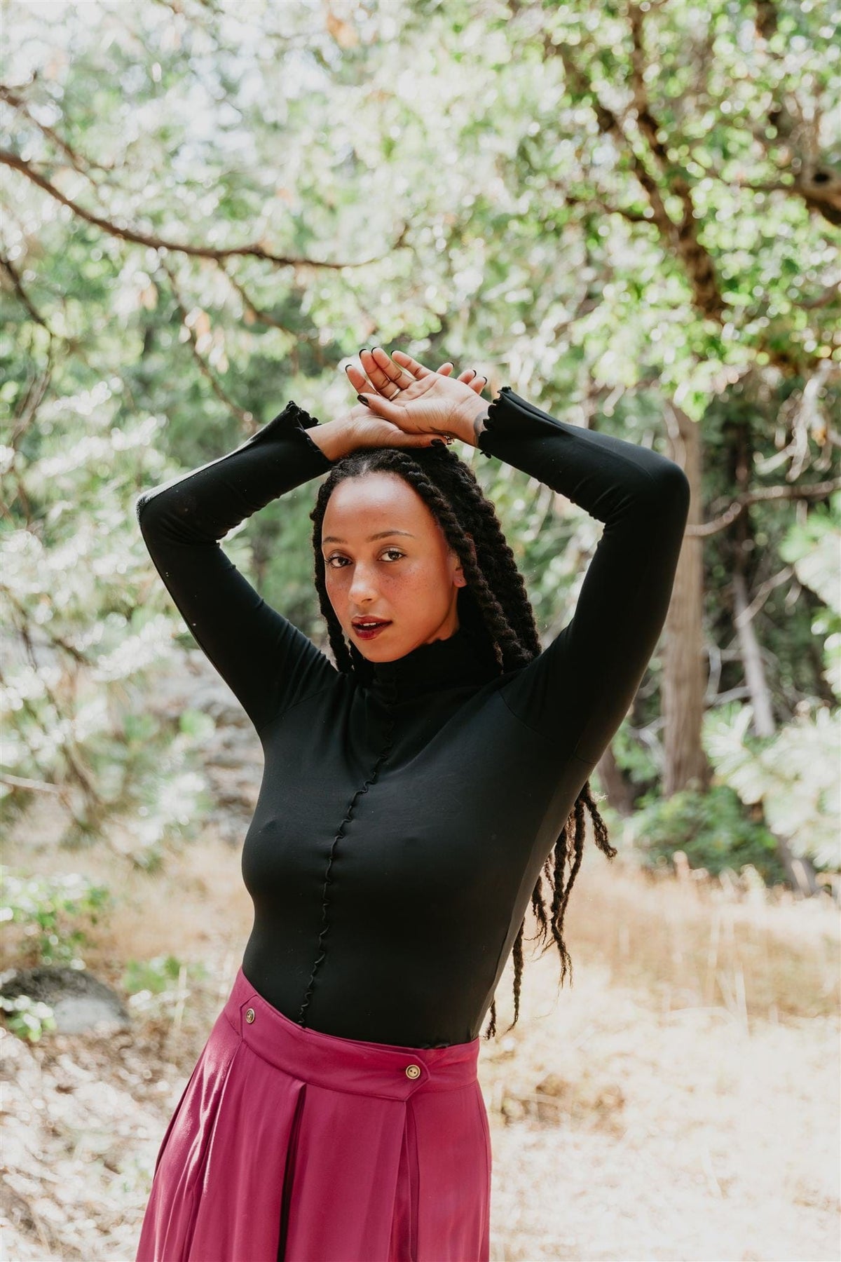 Field Day Top Wavy top in Black Cotton Knit