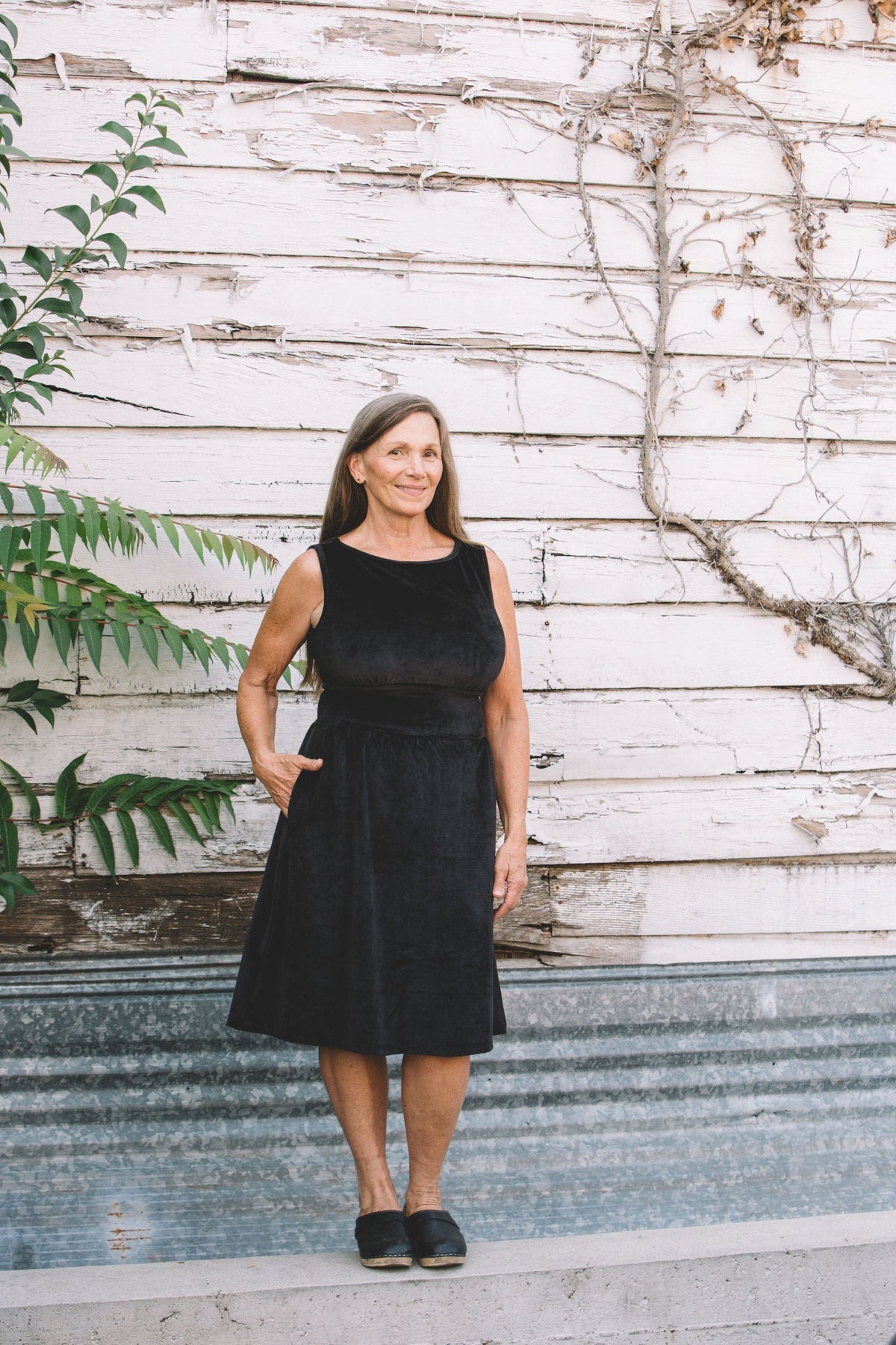 Field Day Dress Mere Dress in Black Ribbed Velvet
