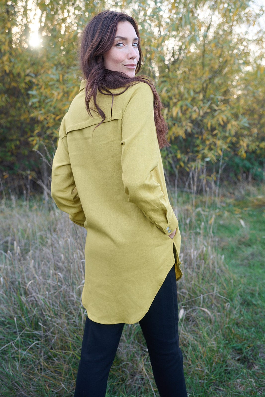Field Day Top Cora Cover Up in Mustard Linen