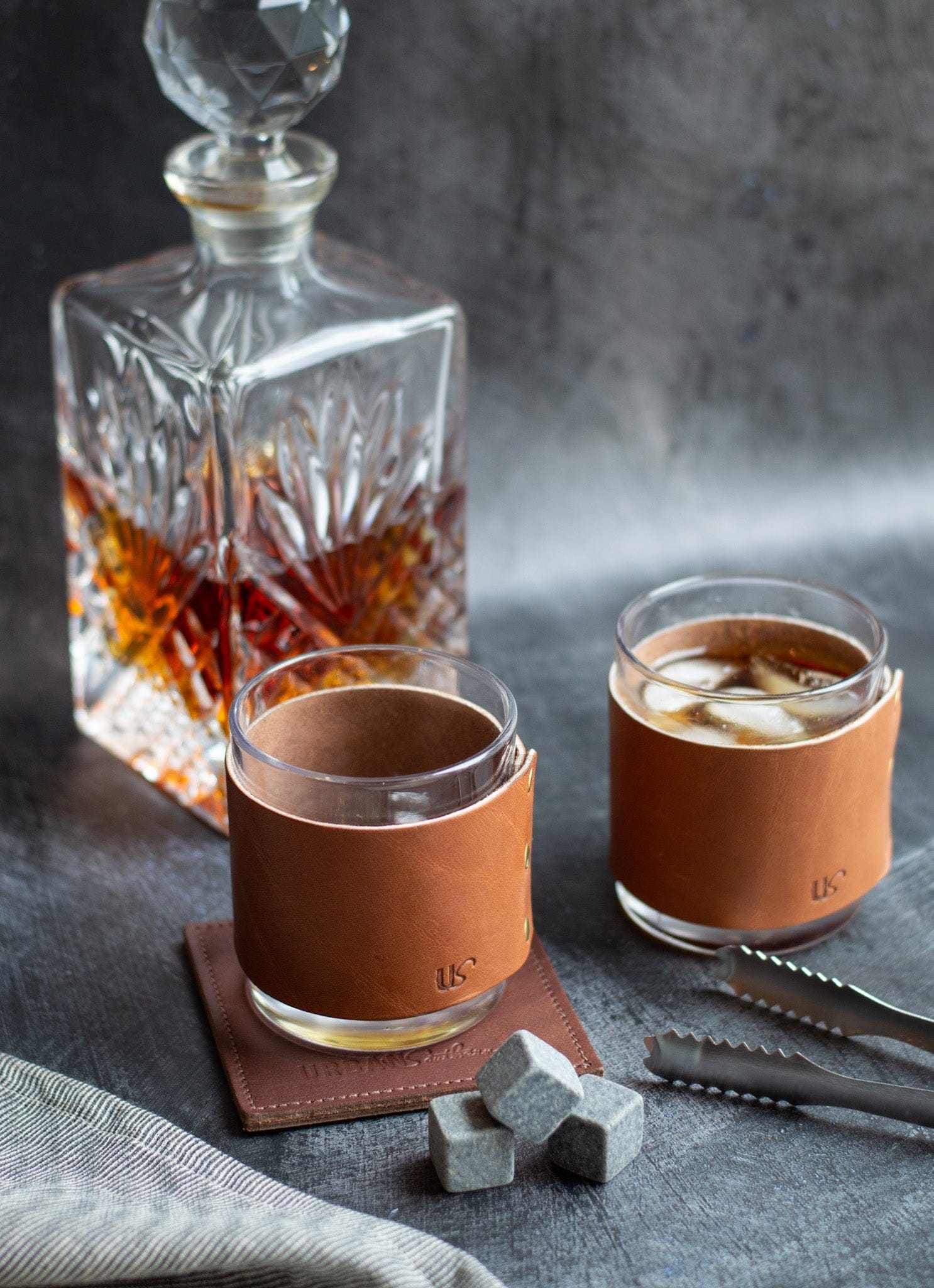 Leather Wrapped Whiskey Glass