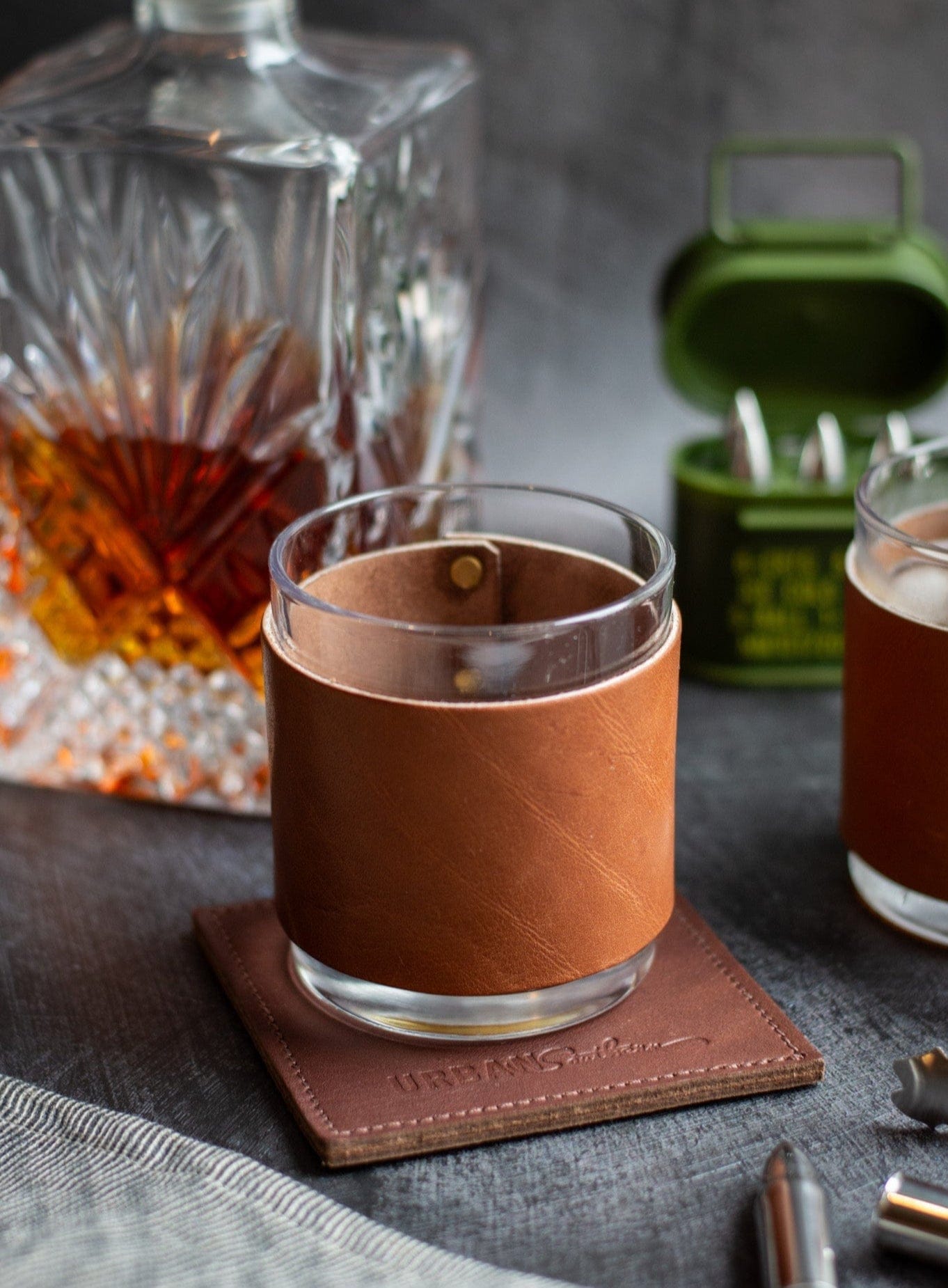 Urban Southern Leather Wrapped Whiskey Glass