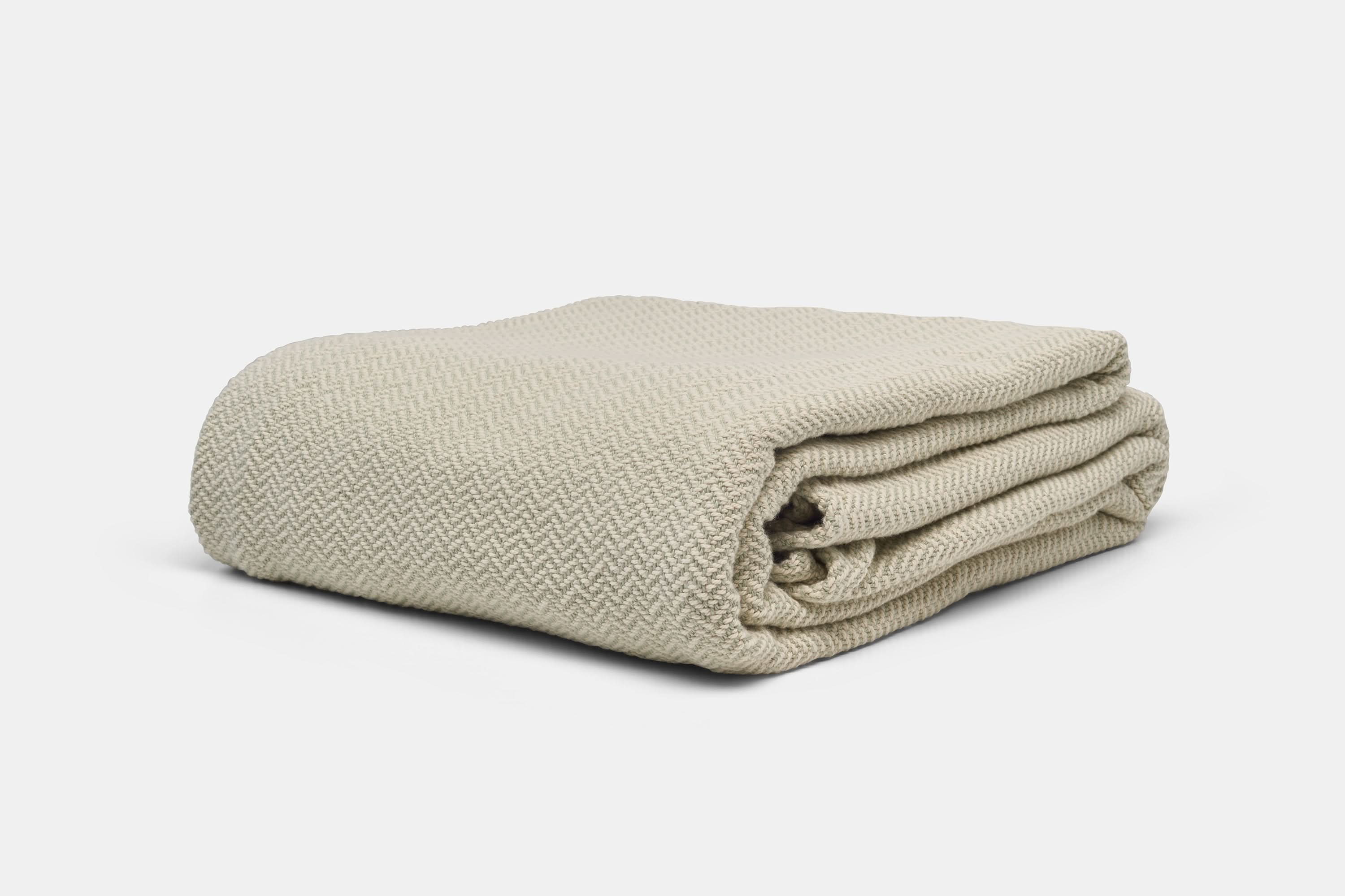 American Blossom Linens Blankets Throw / Sea Foam Green Herringbone Weave Cotton Blanket