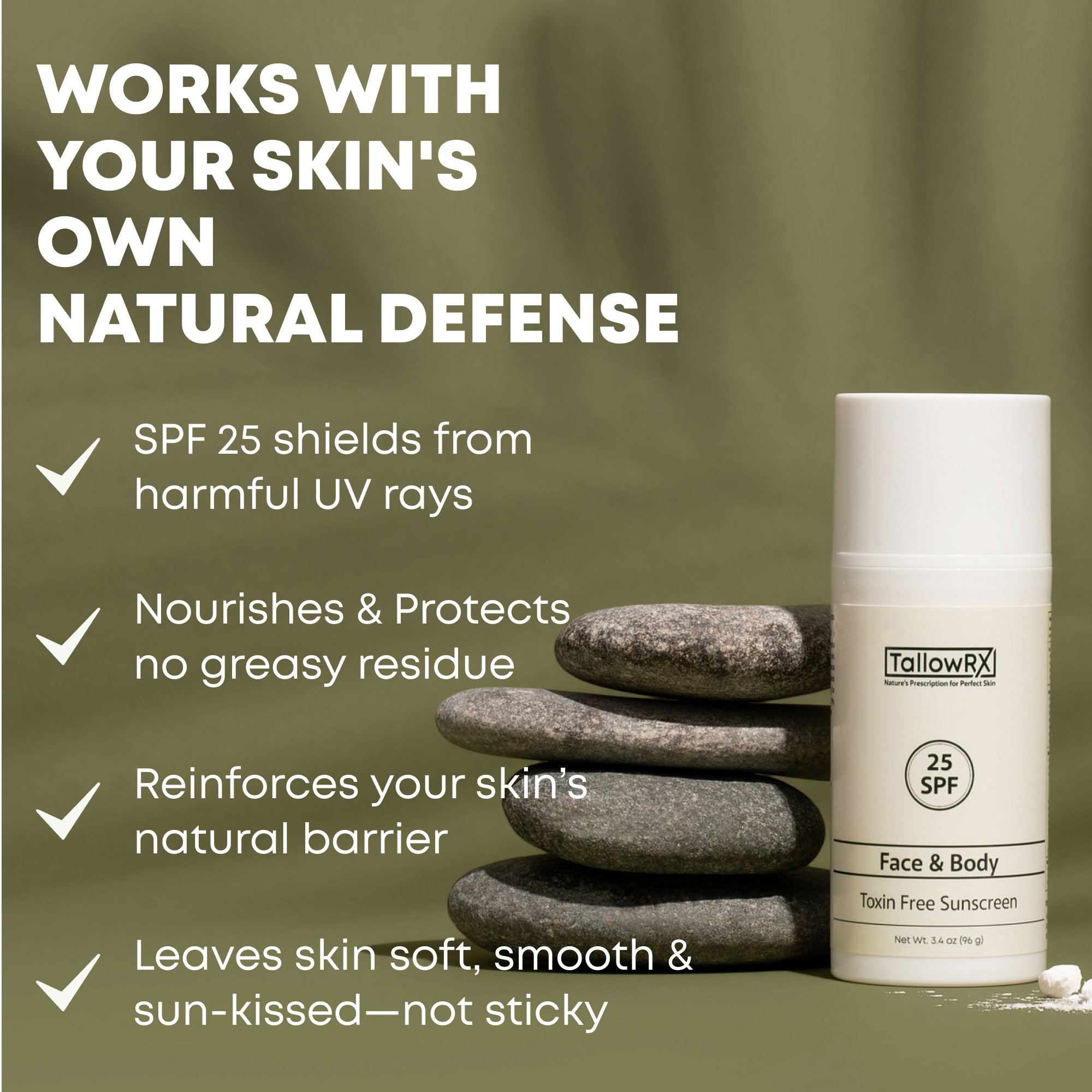 Tallow Mineral Sunscreen - 25 SPF - My American Goods