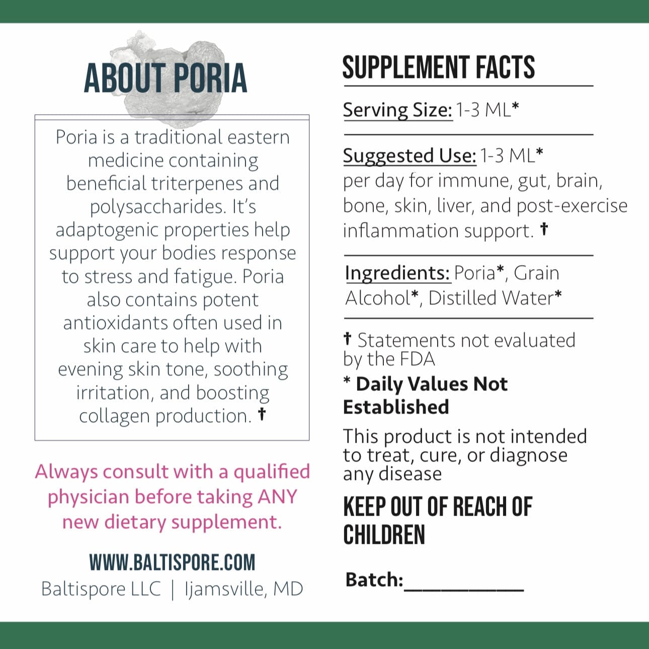 Poria Mushroom Tincture - My American Goods