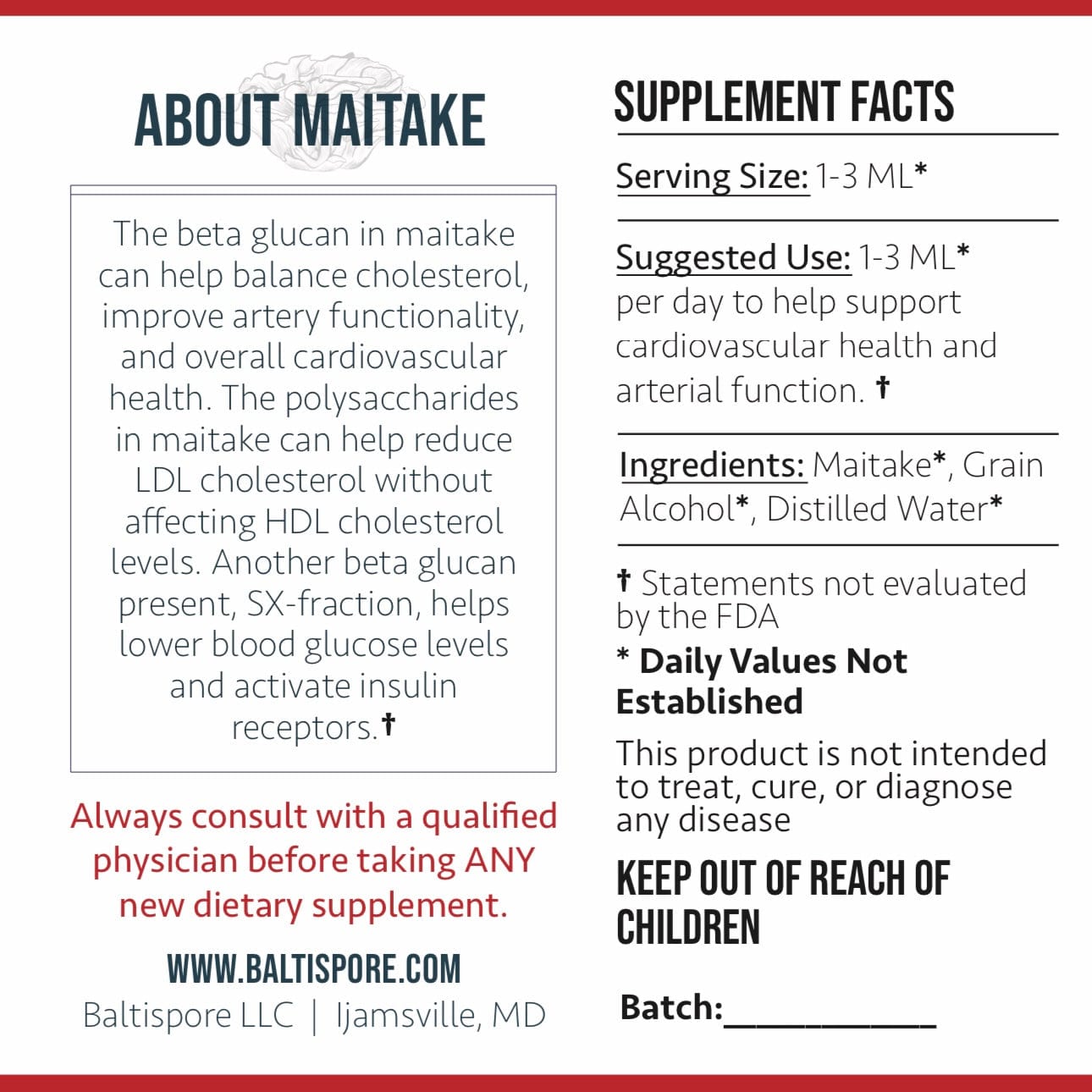 BaltiSpore Tincture Maitake Mushroom Tincture