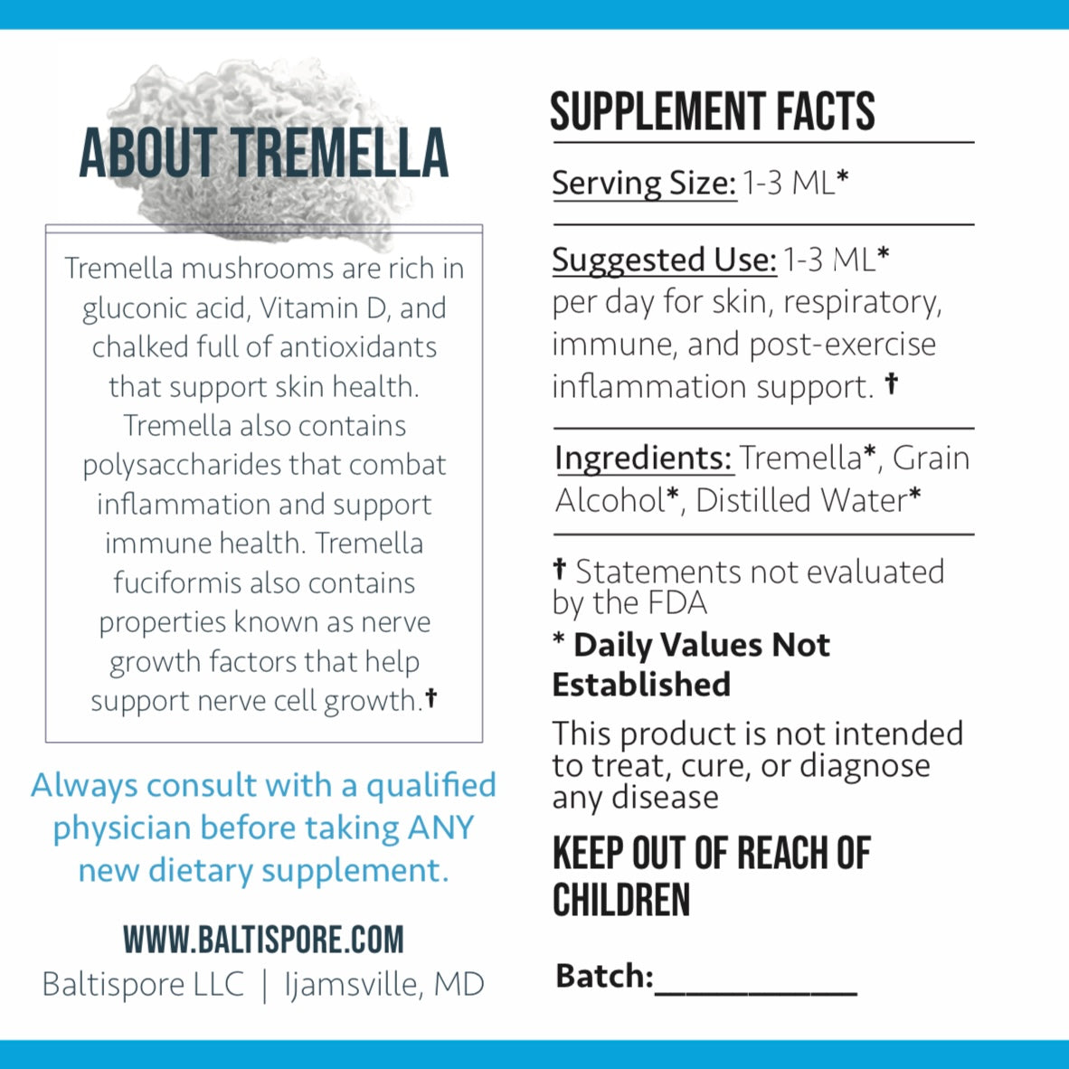 Tremella Mushroom Tincture - My American Goods