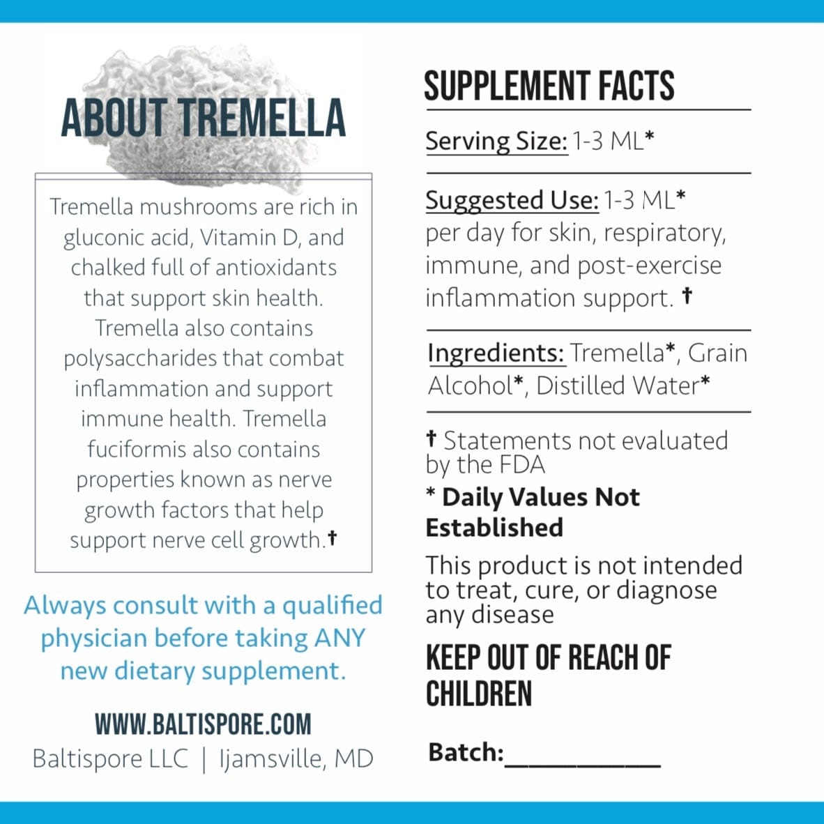 Tremella Mushroom Tincture - My American Goods