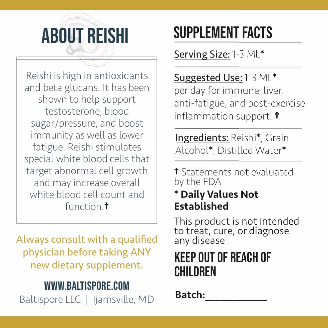 BaltiSpore Tincture Reishi Mushroom Tincture
