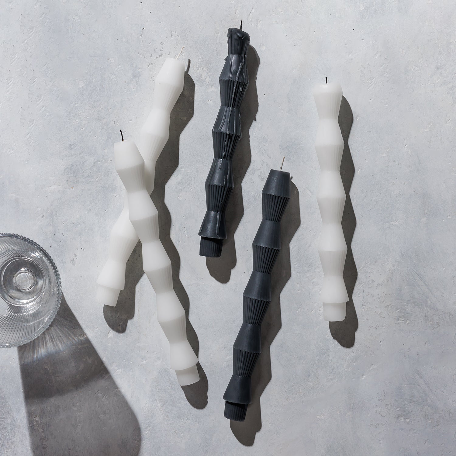 Charcoal Geometric Pillar Candle (Set of 2)