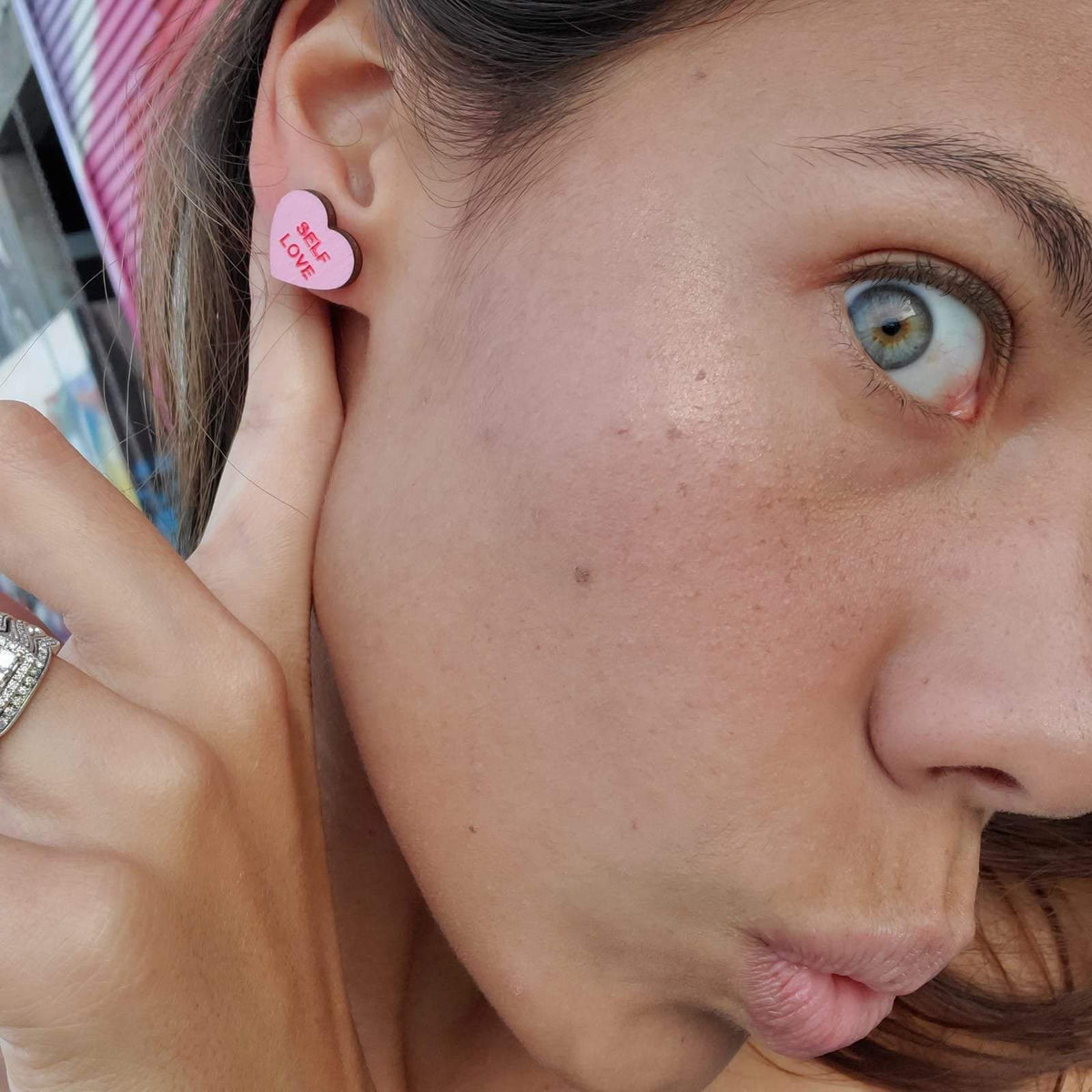 Self Love Candy Heart Studs