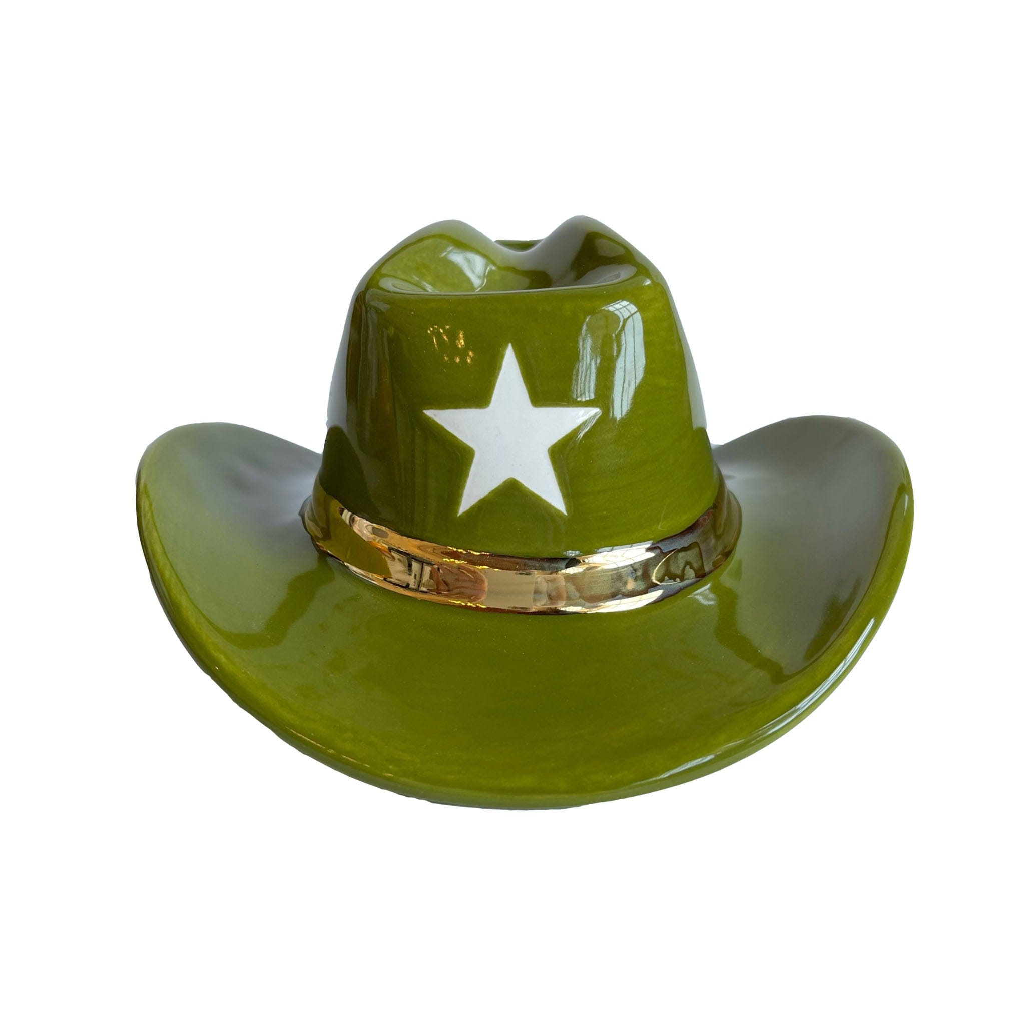 Ruby Clay Company Martini Green Cowboy Hat Ceramic