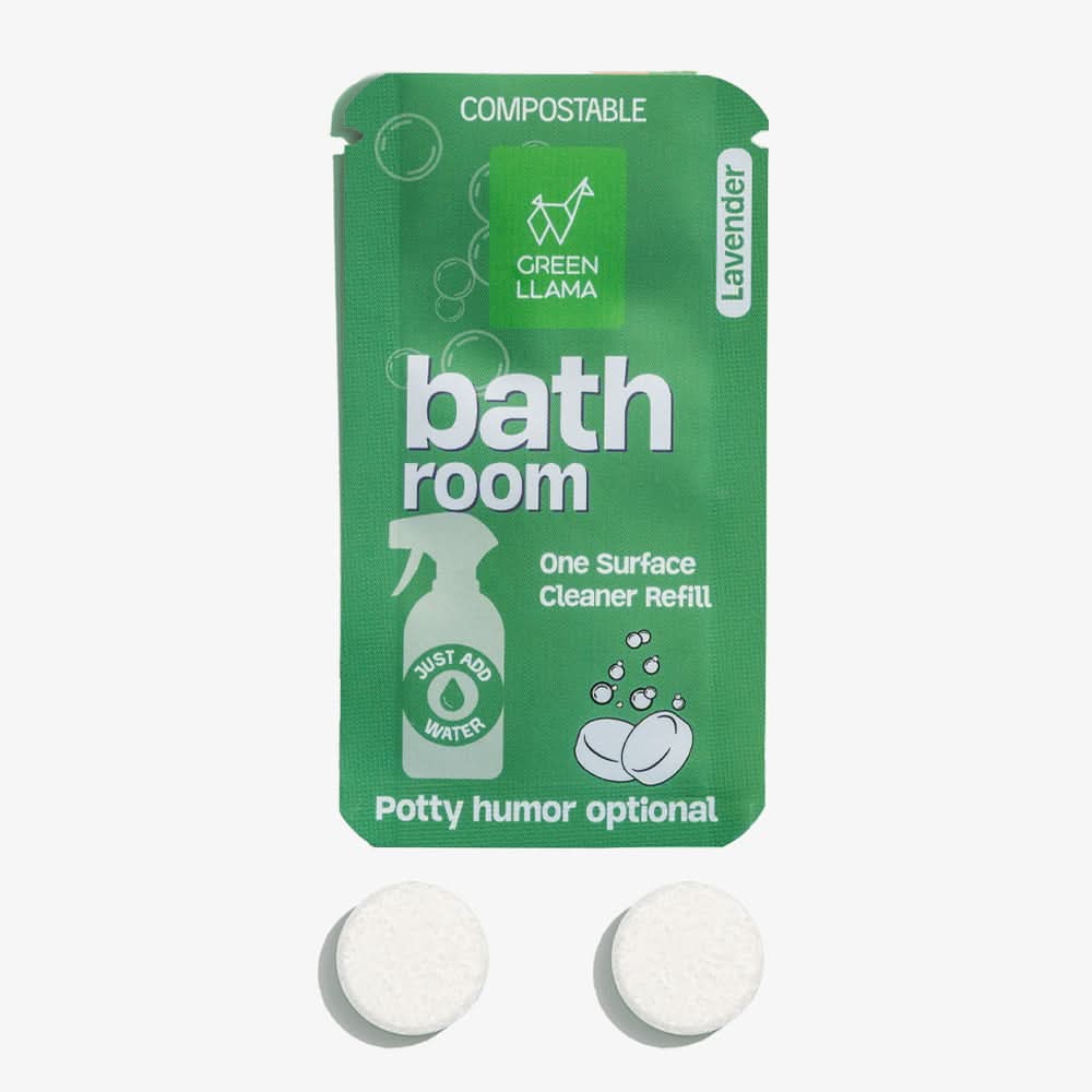 Green Llama Single Kit Bathroom Cleaner Bathroom Spray Glass Bottle Cleaning Kit with Lavender