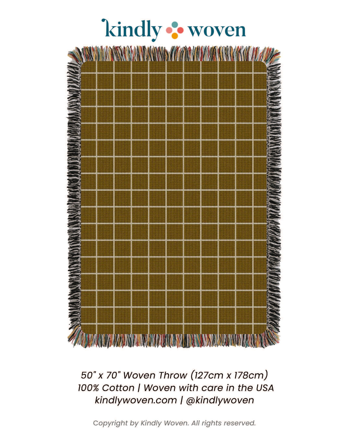 Greer Acorn Golden Brown Grid Cotton Throw Blanket