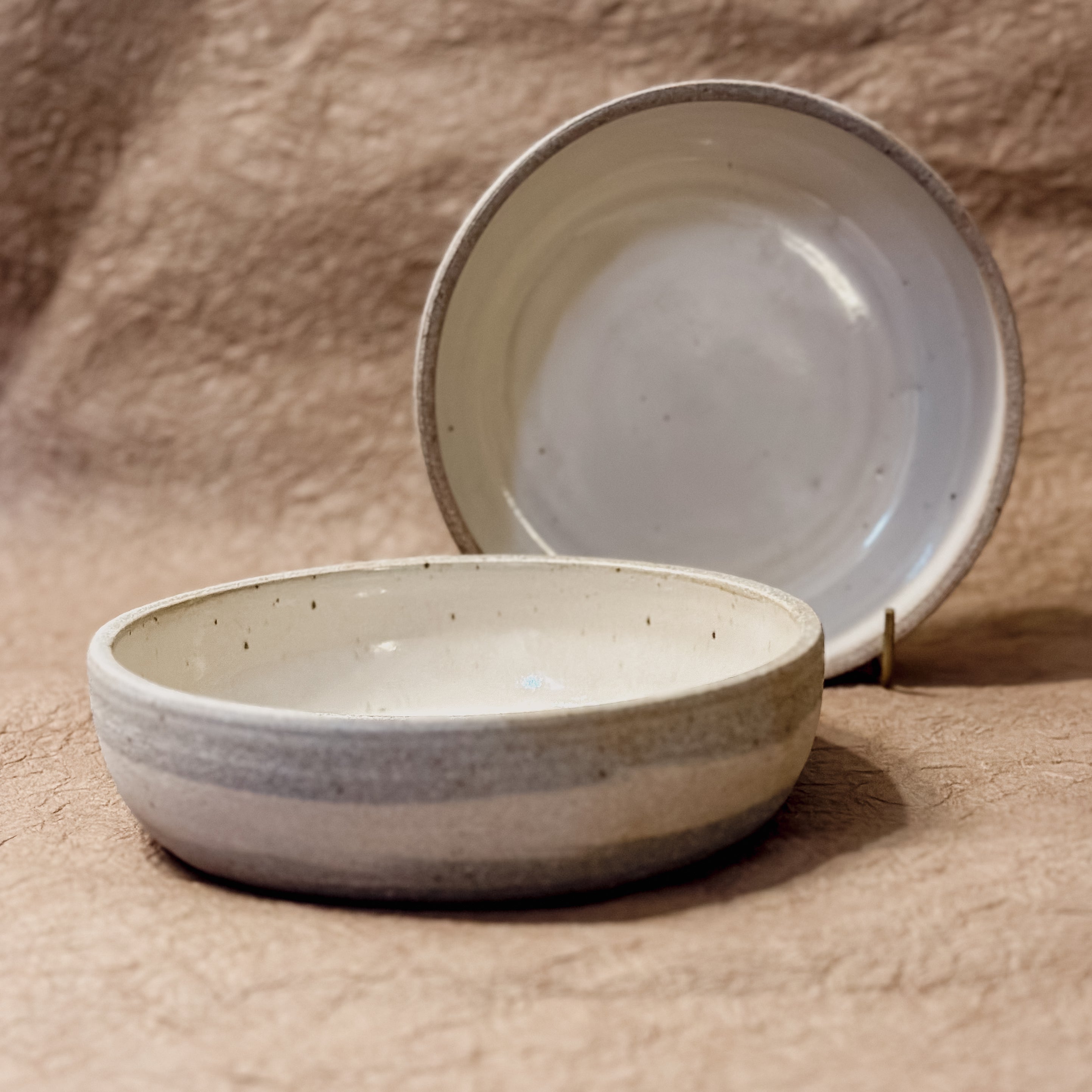 7" Grey and White Marbled Ceramic Coupe Bowl