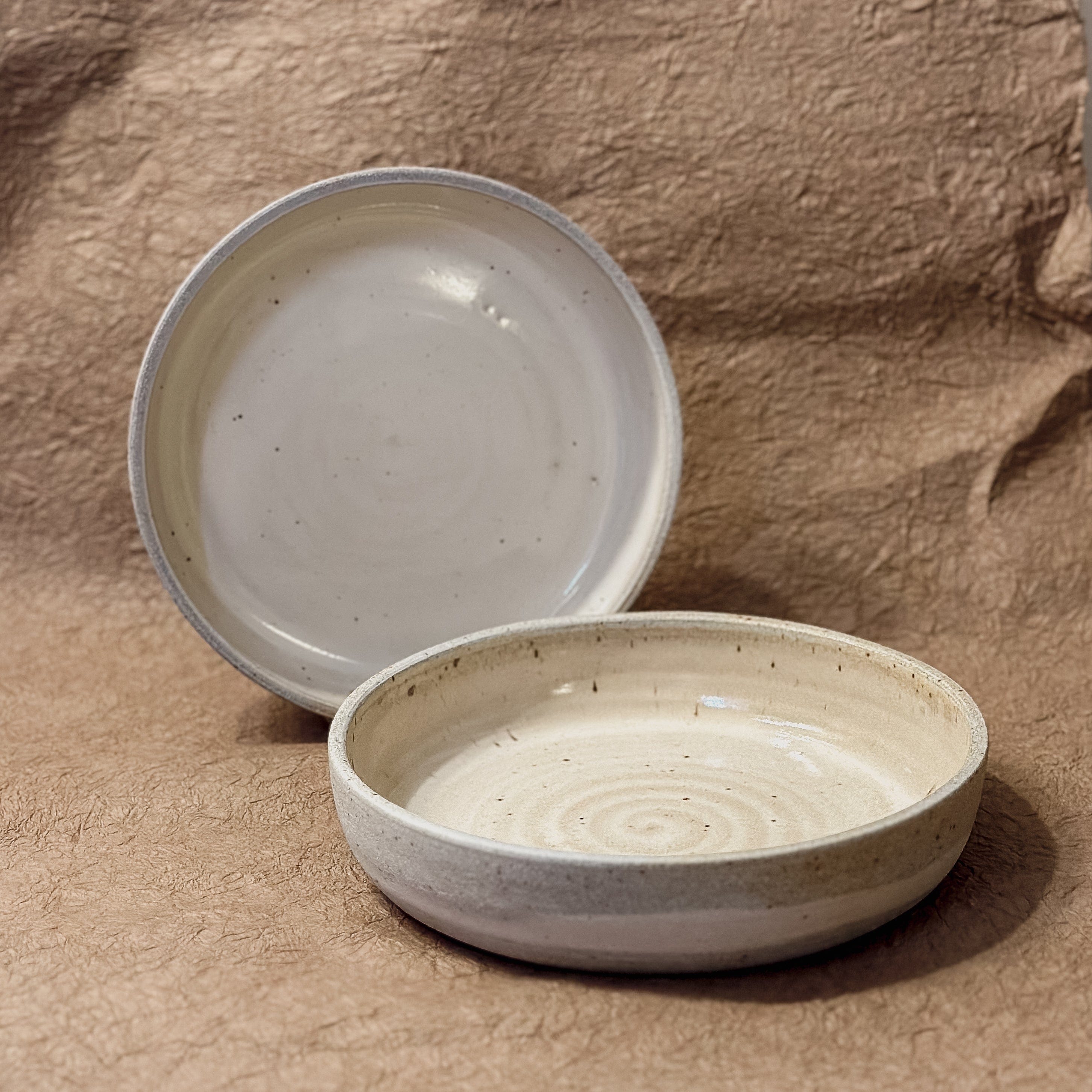 Olivia Snow Ceramics Bowl 9" Grey and White Marbled Ceramic Coupe Bowl