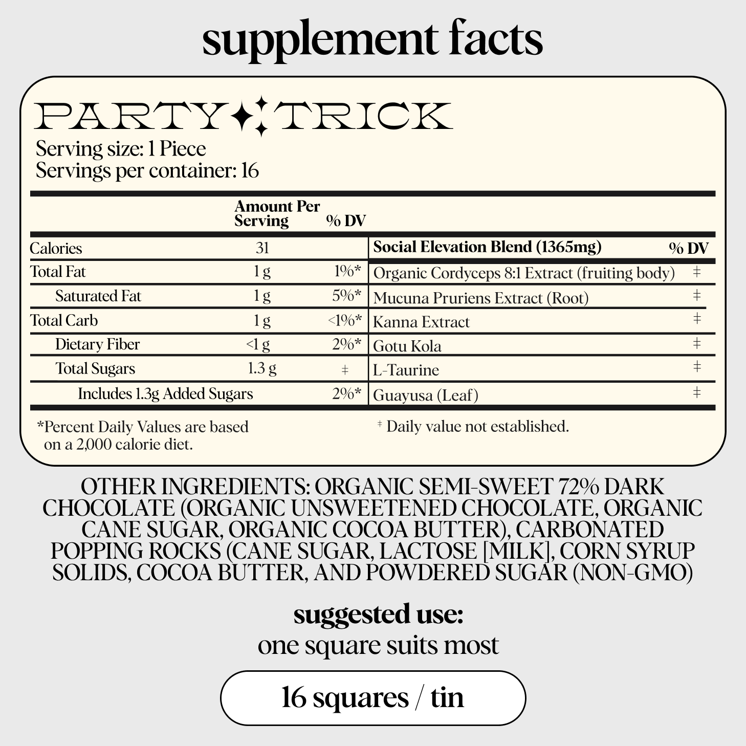 Party Trick Functional Mushroom Chocolates - Pre Order