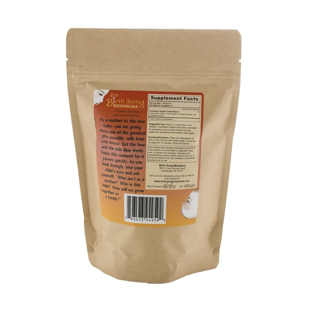 Birth Song Botanicals Co. Tea Nursing Nectar Herbal Breastfeeding Tea For Healthy Lactation and Breastmilk Supply* for Postpartum, Breastfeeding and Pumping 4 oz.