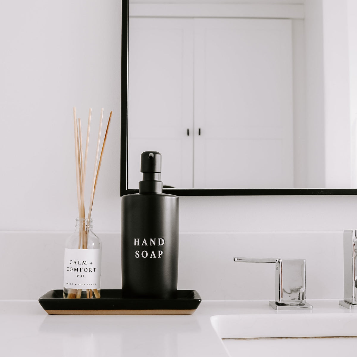 15oz Black Stoneware Hand Soap Dispenser