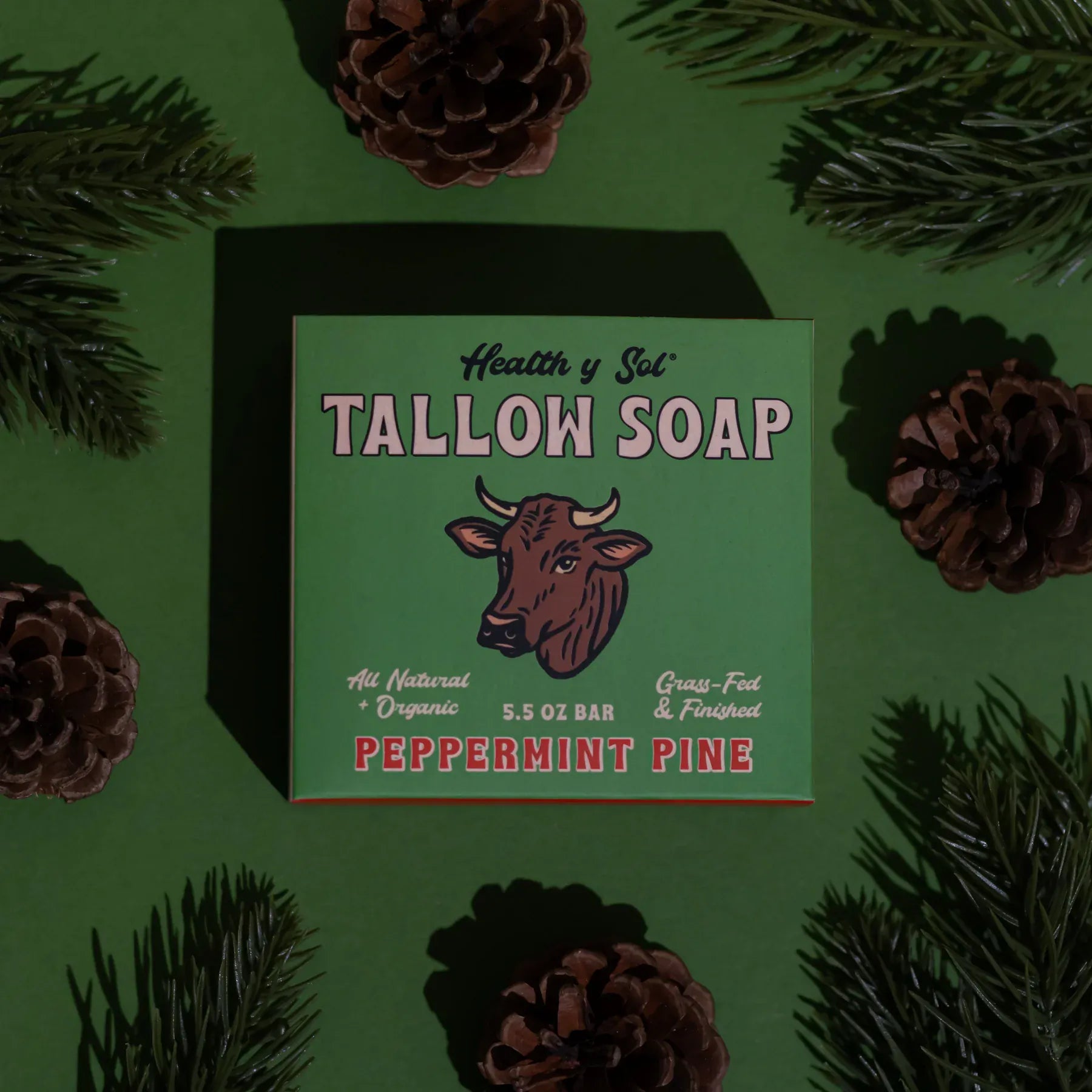 Health y Sol Bar Soap Peppermint Pine Grass-Fed Tallow Bar Soap 5.5 oz