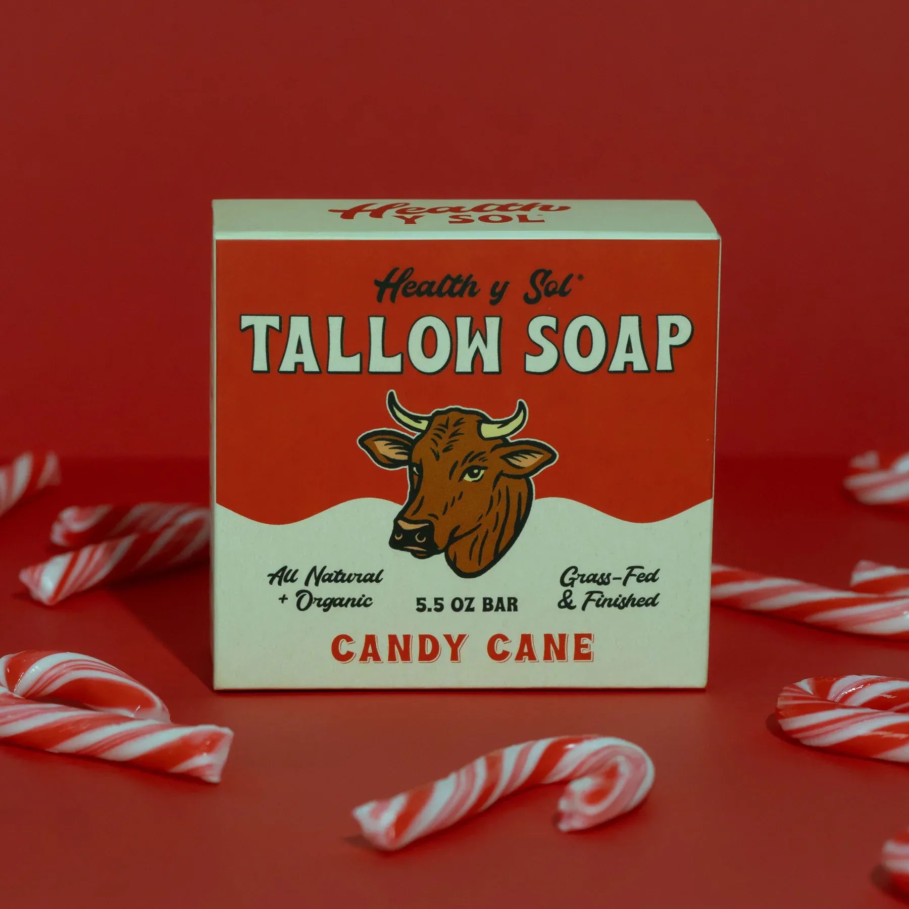 Health y Sol Bar Soap Candy Cane Grass-Fed Tallow Bar Soap 5.5 oz