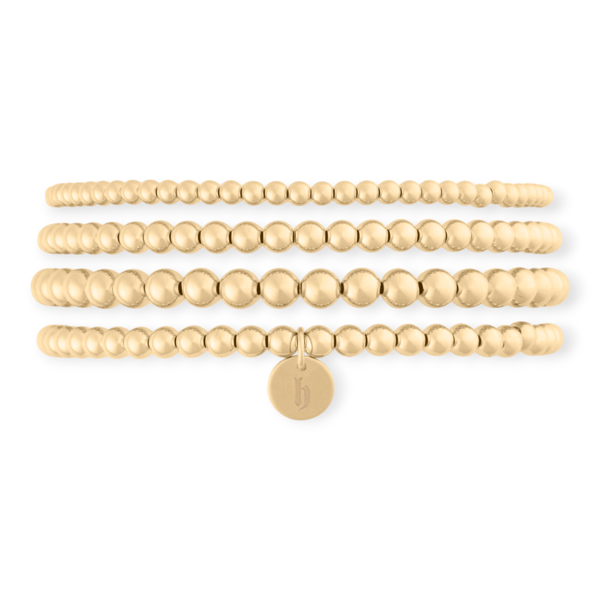 Cuffed by Nano LLC SMALL - 6.5" / h Old English Initial Juno Four Bracelet Stack