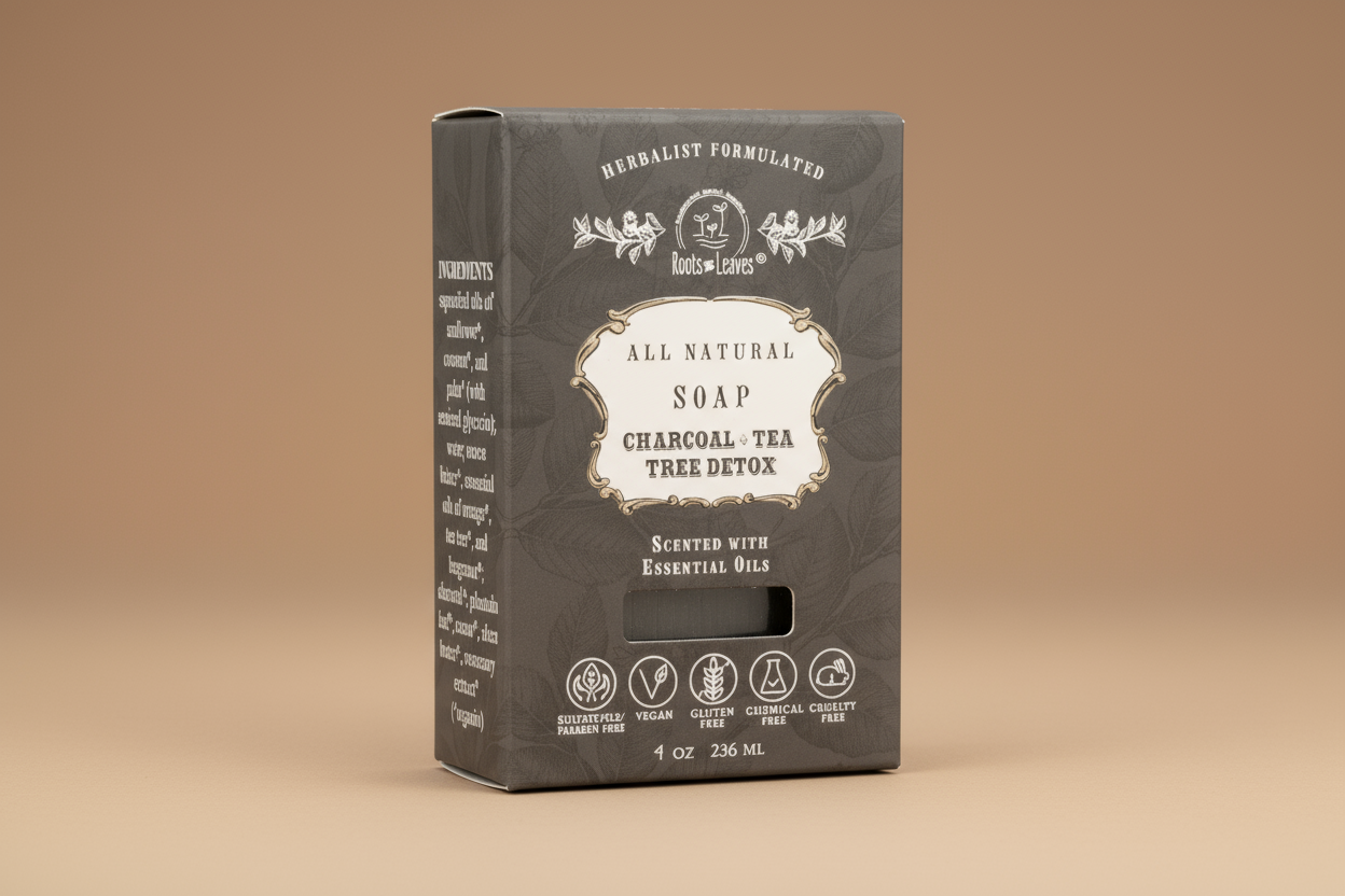 Organic Vegan Charcoal + Tea Tree Detox Bar Soap