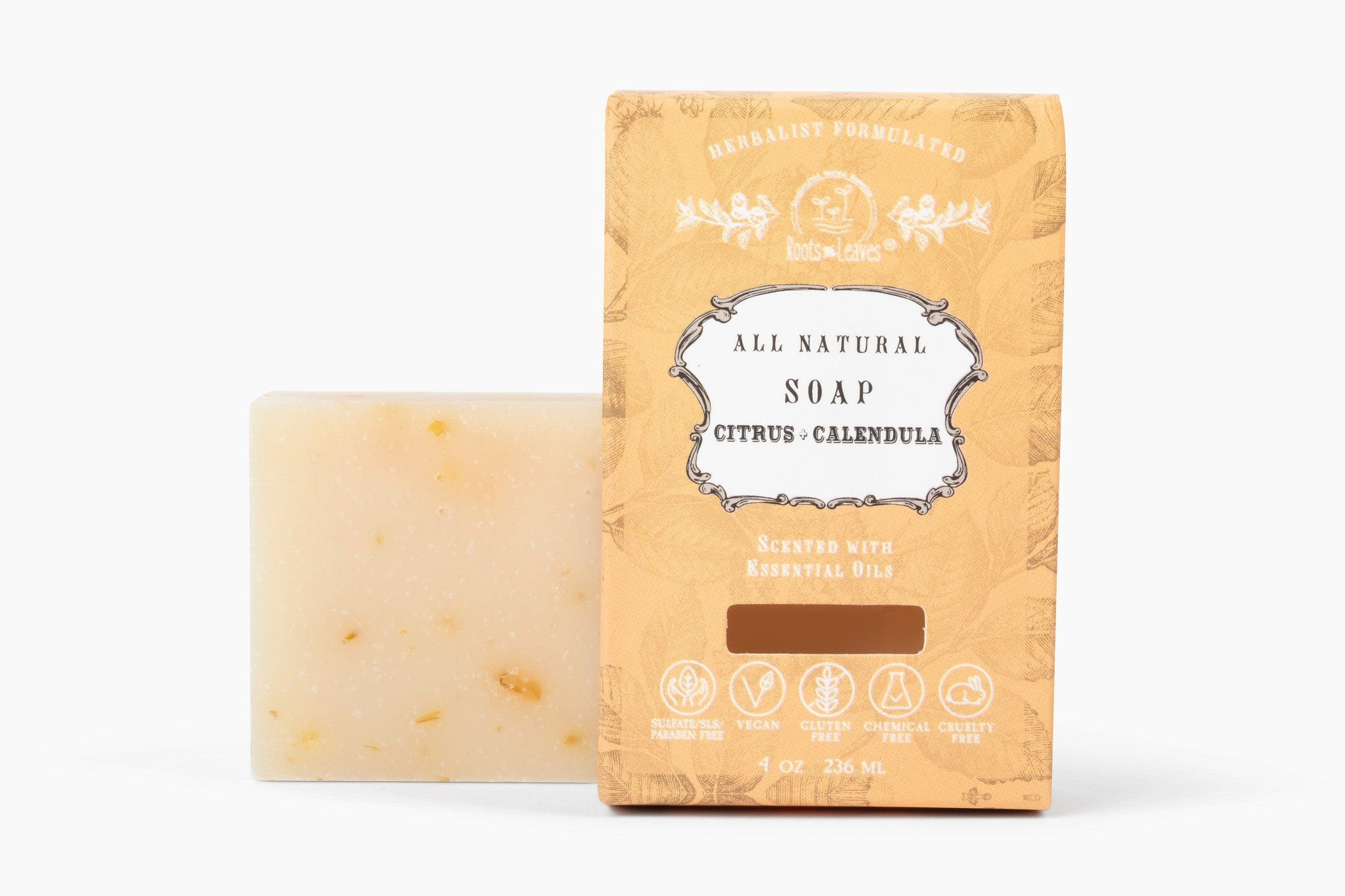 Roots and Leaves, LLC Organic Vegan Citrus + Calendula Bar Soap