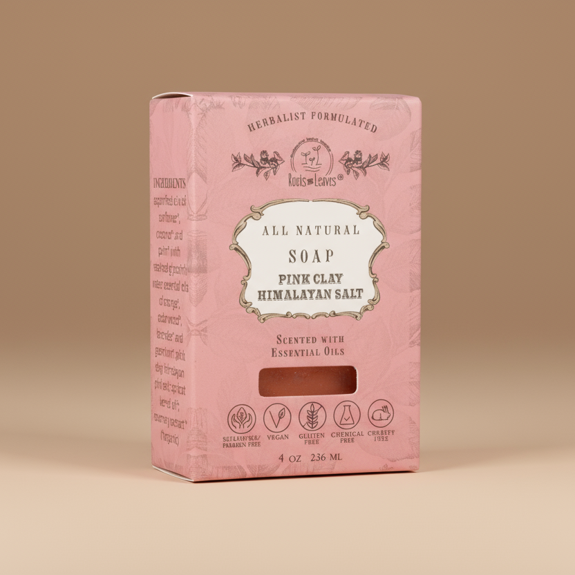 Organic Vegan Pink Clay + Himalayan Salt Bar Soap