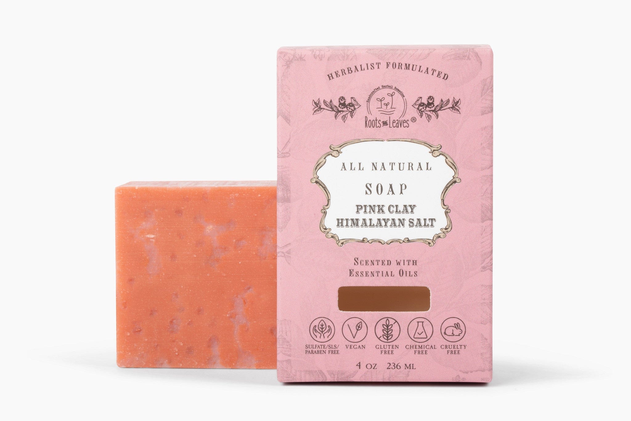 Roots and Leaves, LLC Organic Vegan Pink Clay + Himalayan Salt Bar Soap