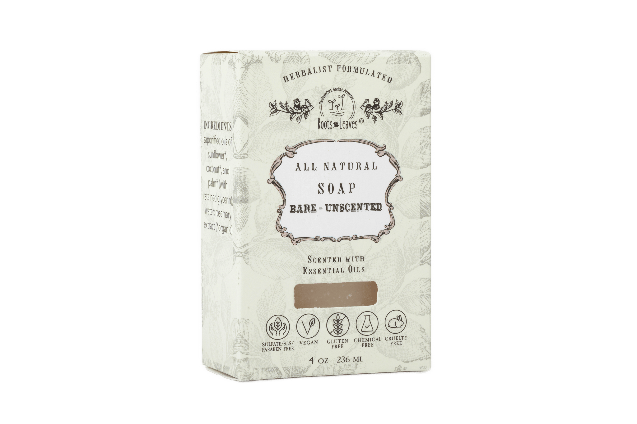 All natural soap bar packaging on a white background