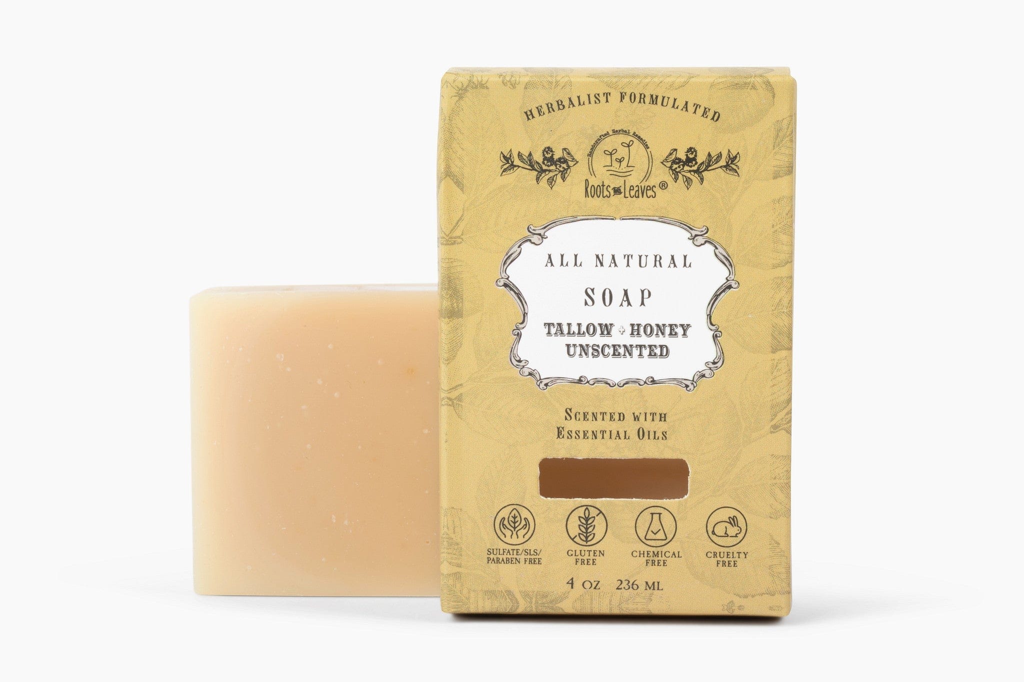 Roots and Leaves, LLC Organic TALLOW+HONEY unscented Bar Soap