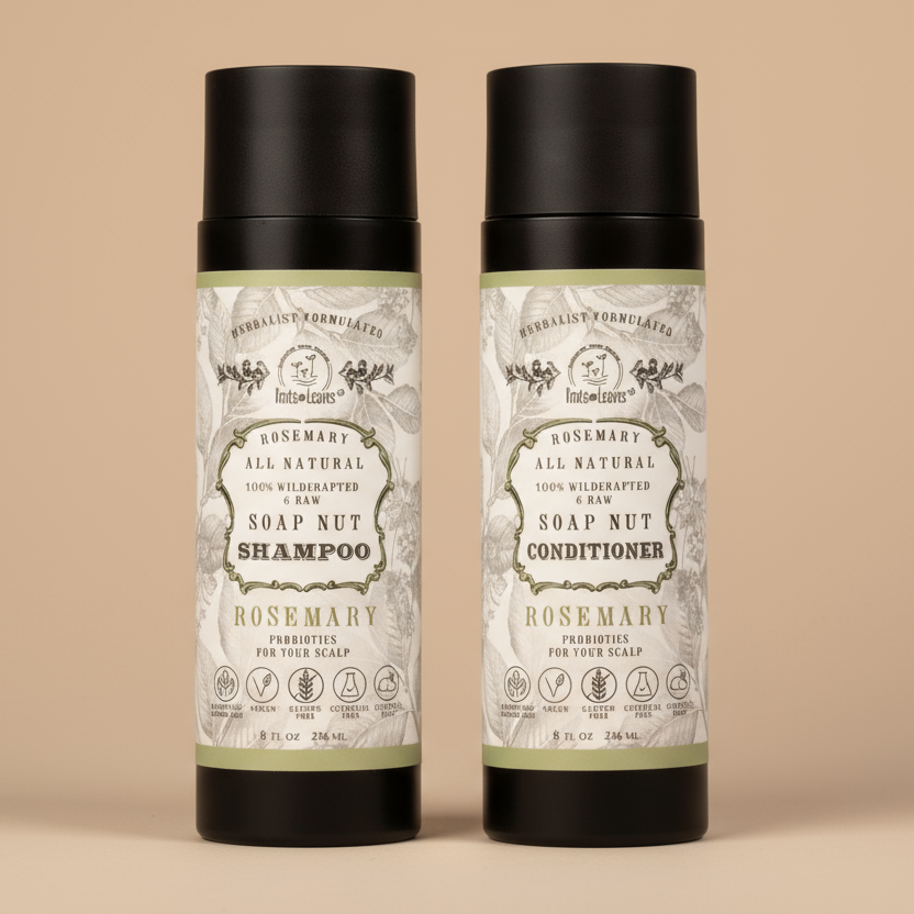 All Natural Soapnut Shampoo and Conditioner Set ROSEMARY- wild fermented probiotics for your scalp