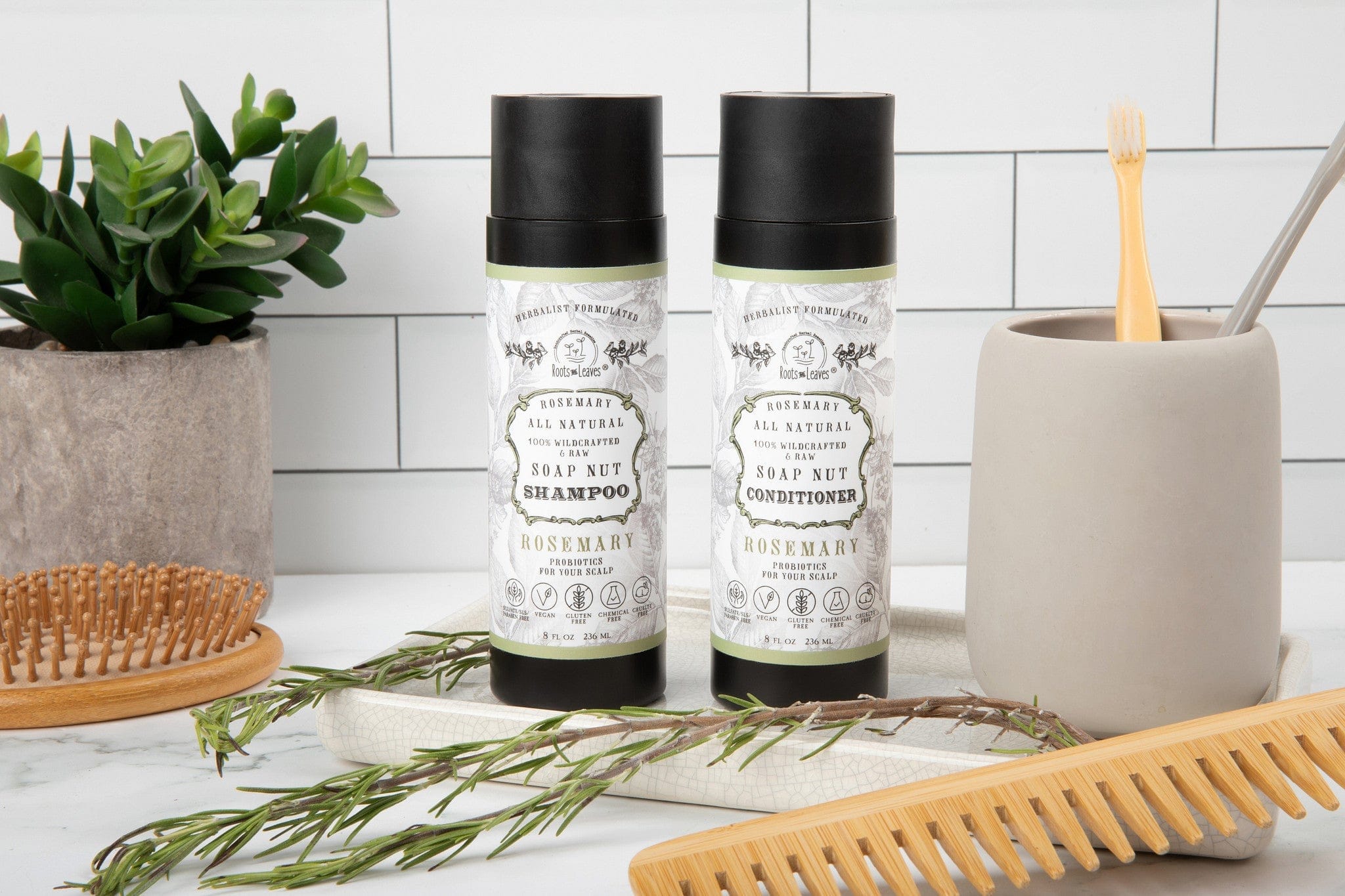 All Natural Soapnut Shampoo and Conditioner Set ROSEMARY- wild fermented probiotics for your scalp - My American Goods