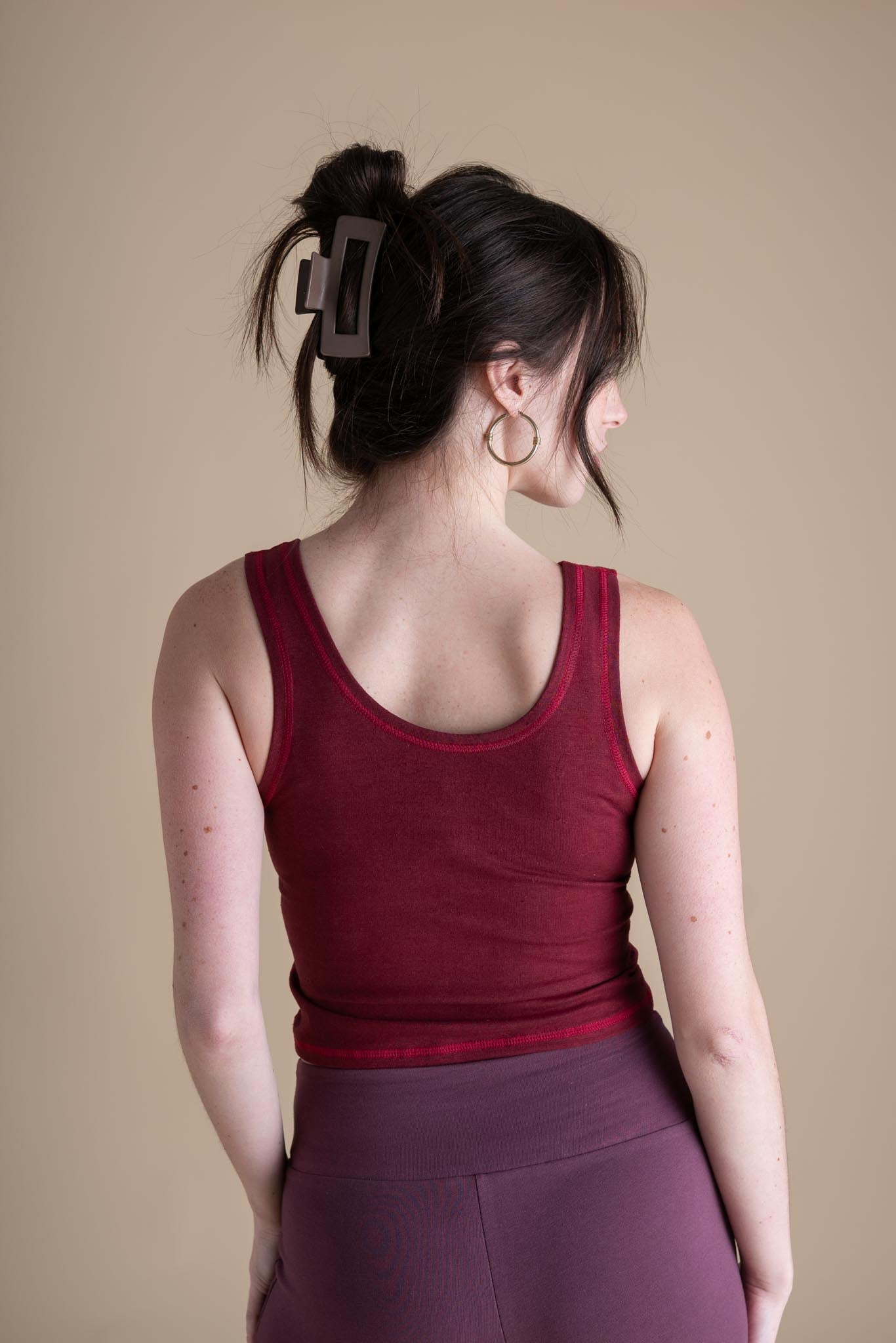 Crop Tank in Cranberry