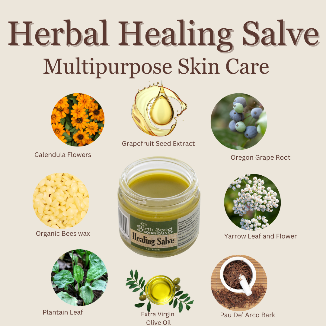Herbal Salve- All Natural First Aid Ointment Made with Calendula and Plantain, Good For All Skin Types, Unscented - My American Goods