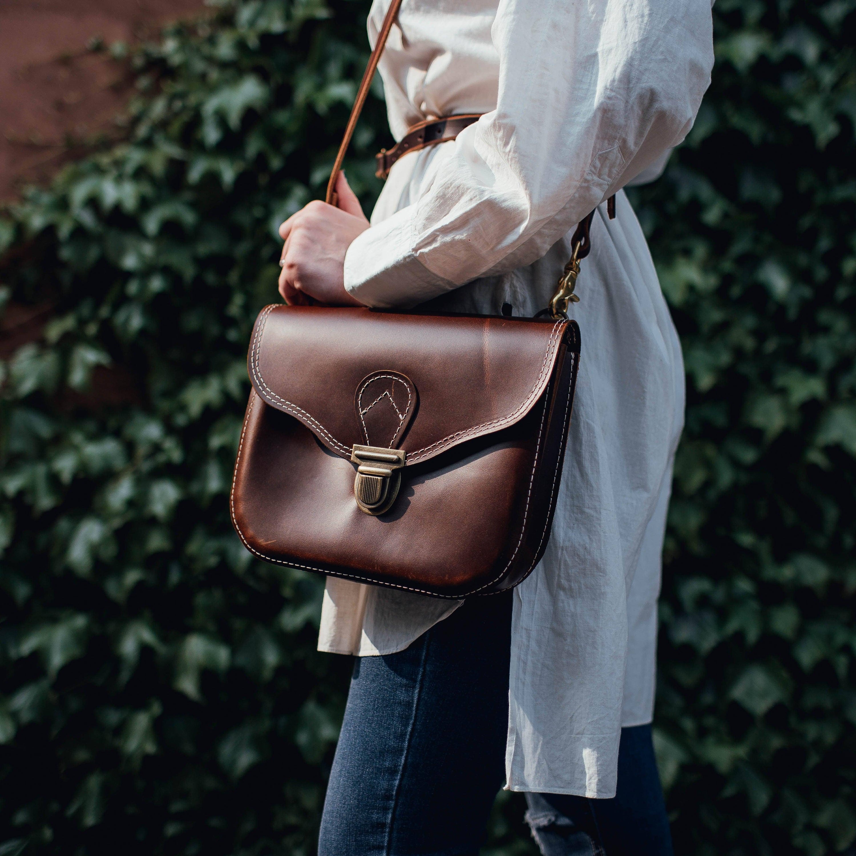 The Local Branch Leather Chocolate Hunt Satchel