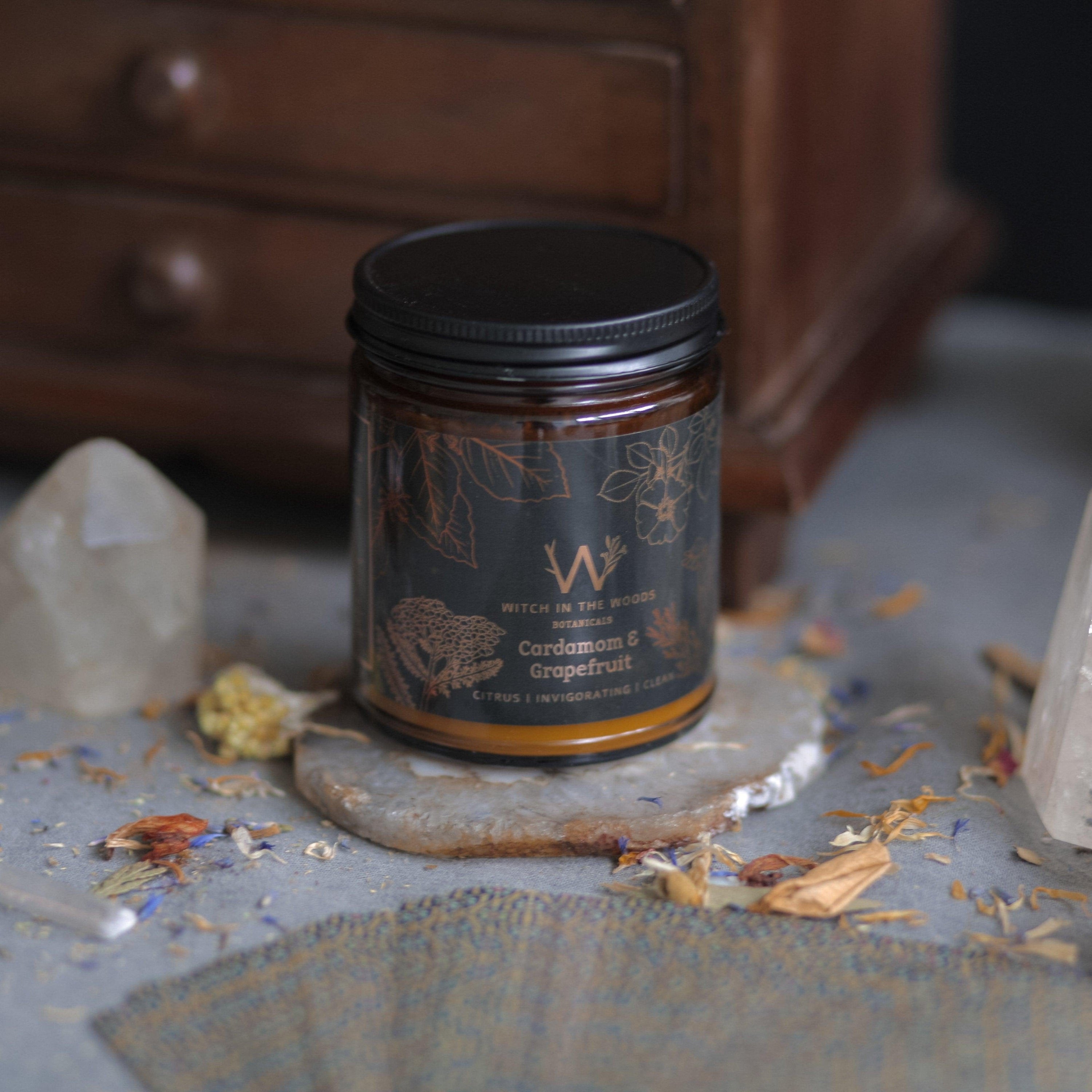 Witch in the Woods Botanicals Candle Cardamom Tea & Grapefruit Soy Candle Cardamom Tea + Grapefruit Candle