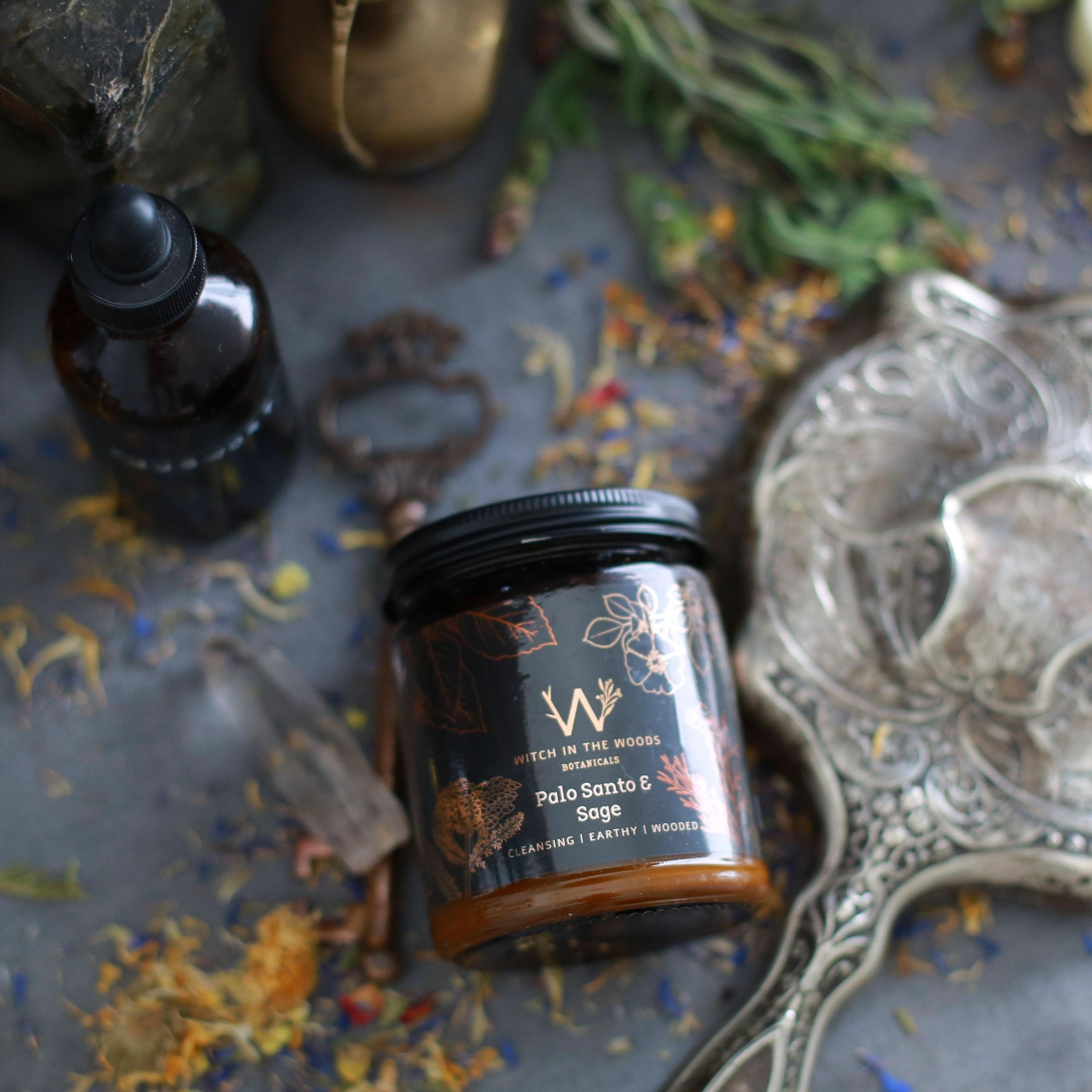 Witch in the Woods Botanicals Candle Palo Santo & Sage Soy Candle Palo Santo + Sage Candle | 7.2 oz