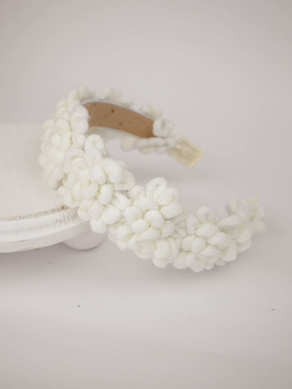 Ash & Rose Headbands White Crochet Puff Child Headband