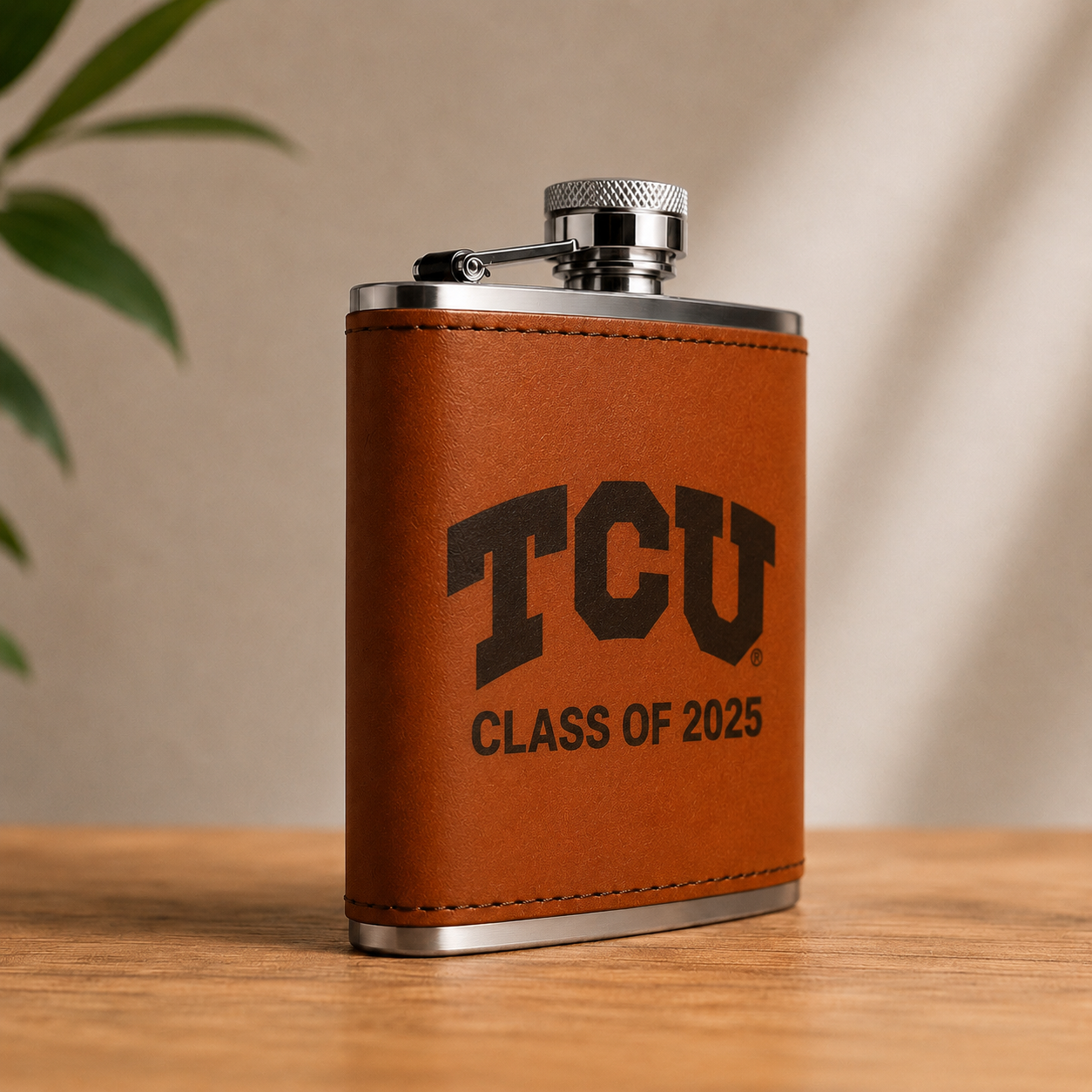 Texas Christian University (TCU) Leather Flask