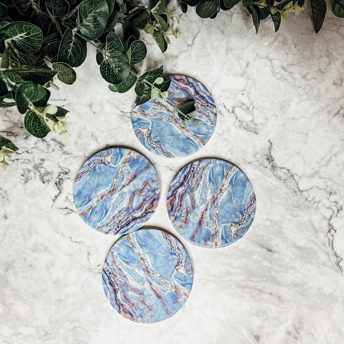 Gia Roma Coaster Marble Blue Coasters
